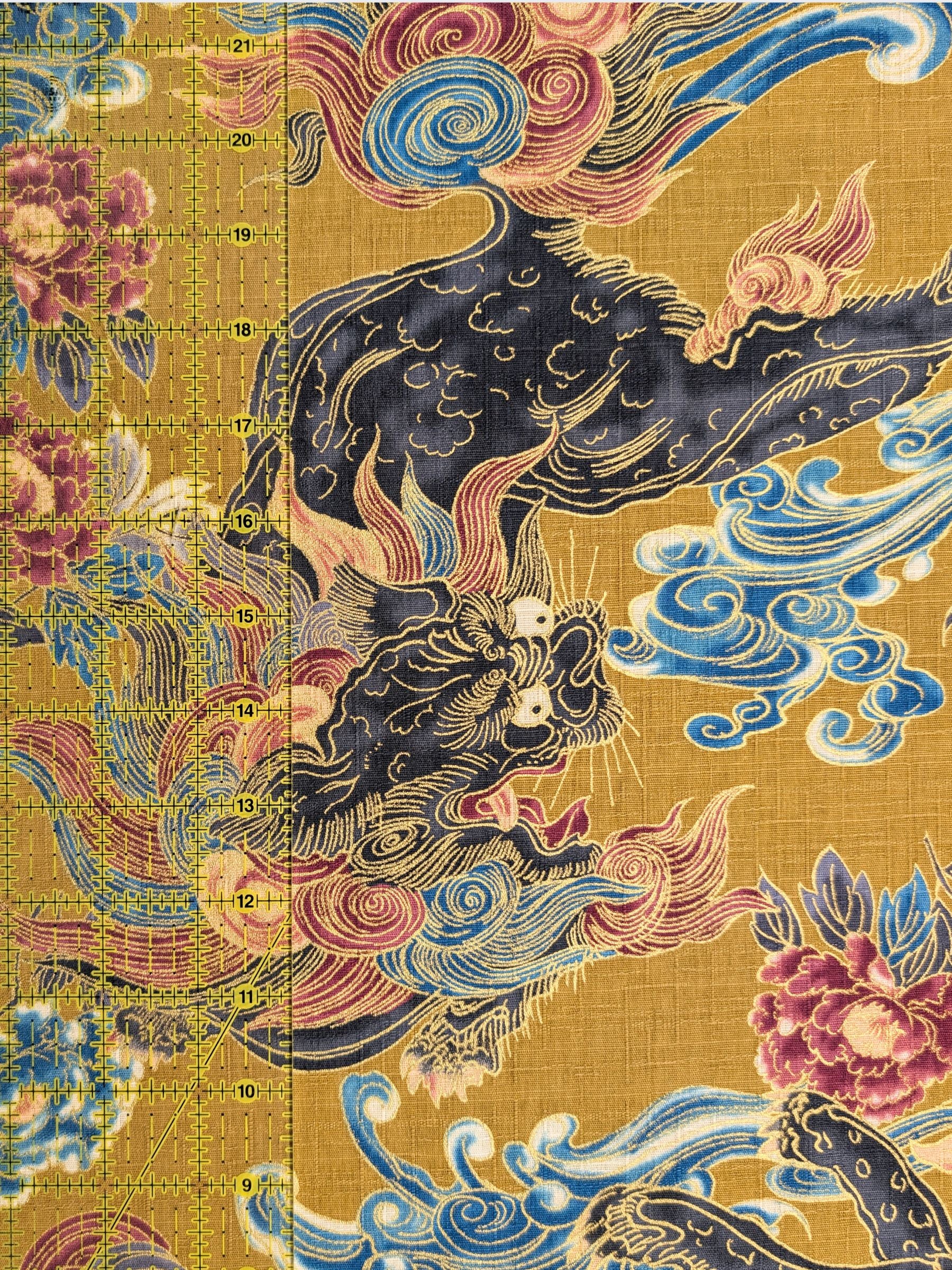 Hokkoh - Golden Komainu Cotton Dobby Fabric - Yellow