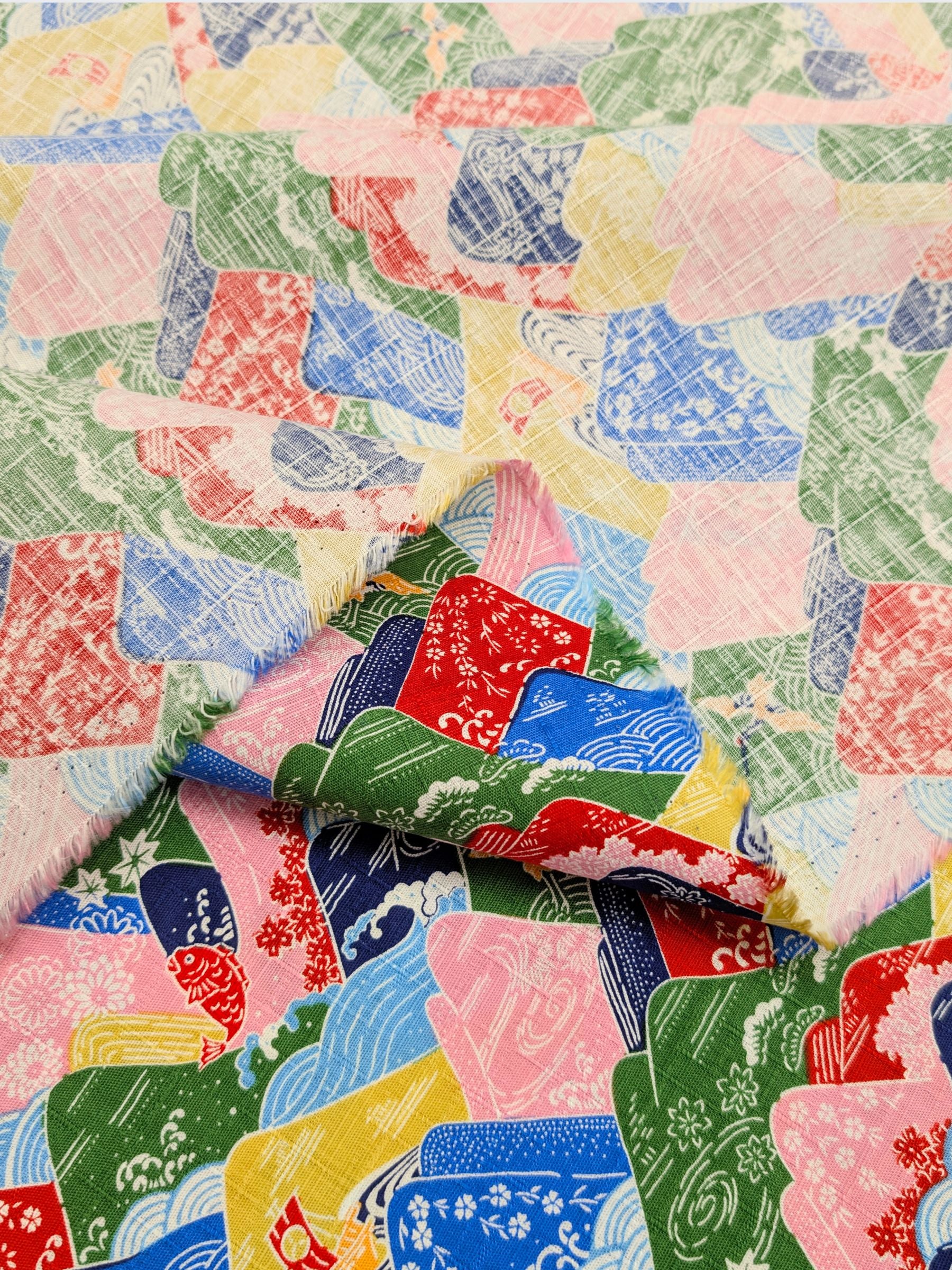 Hokkoh - Colorful Mountains Cotton Dobby Fabric - Rainbow