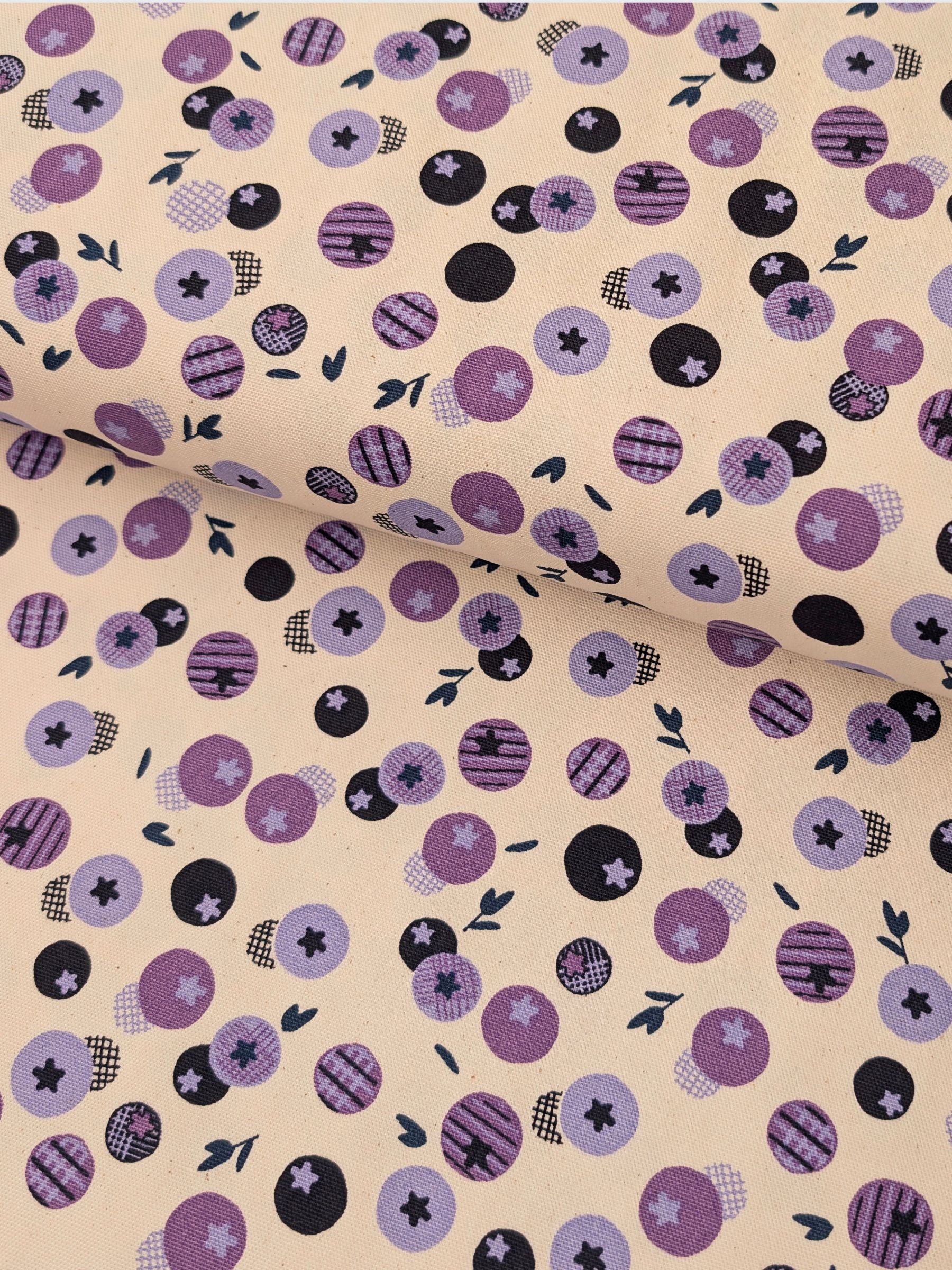 Koizumi - Summer Blueberries Cotton Oxford Fabric - Beige