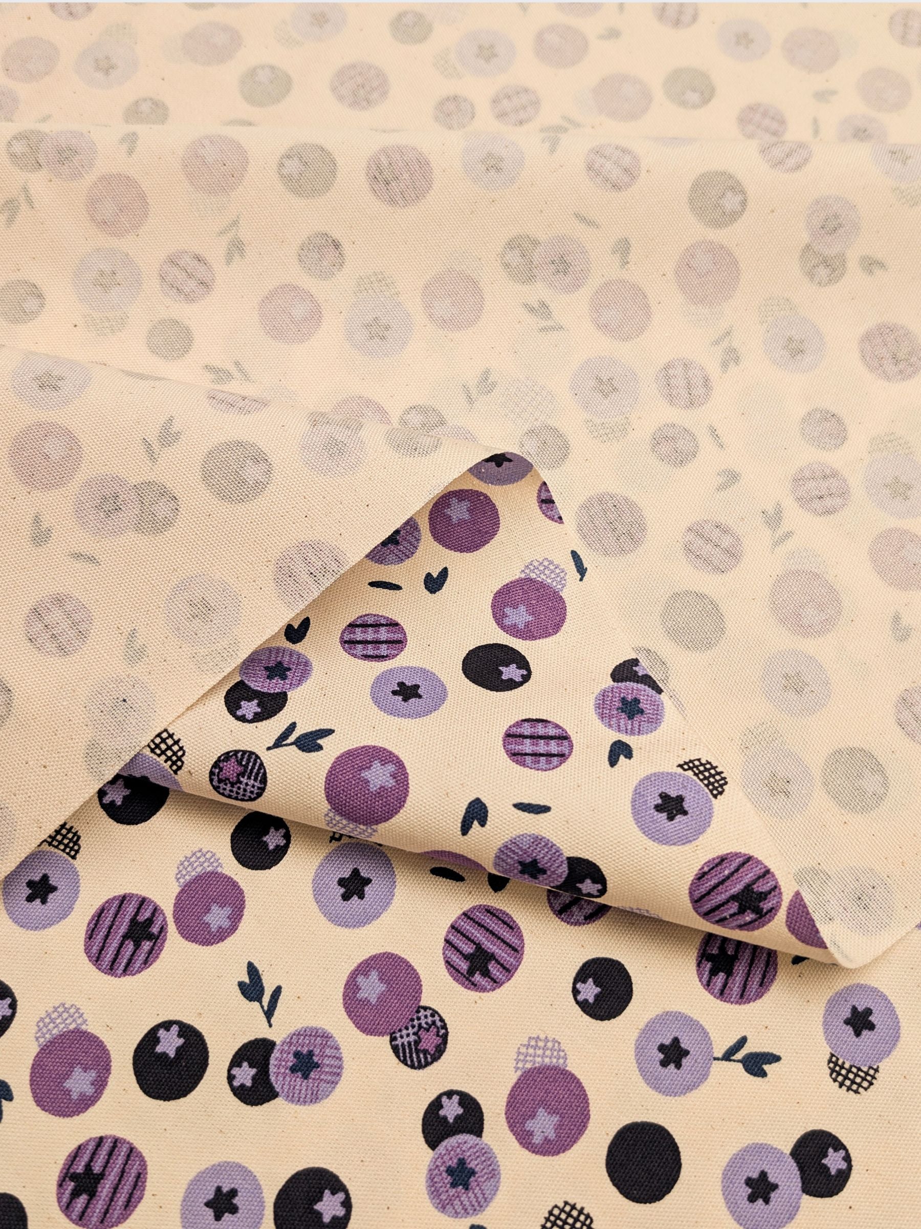 Koizumi - Summer Blueberries Cotton Oxford Fabric - Beige