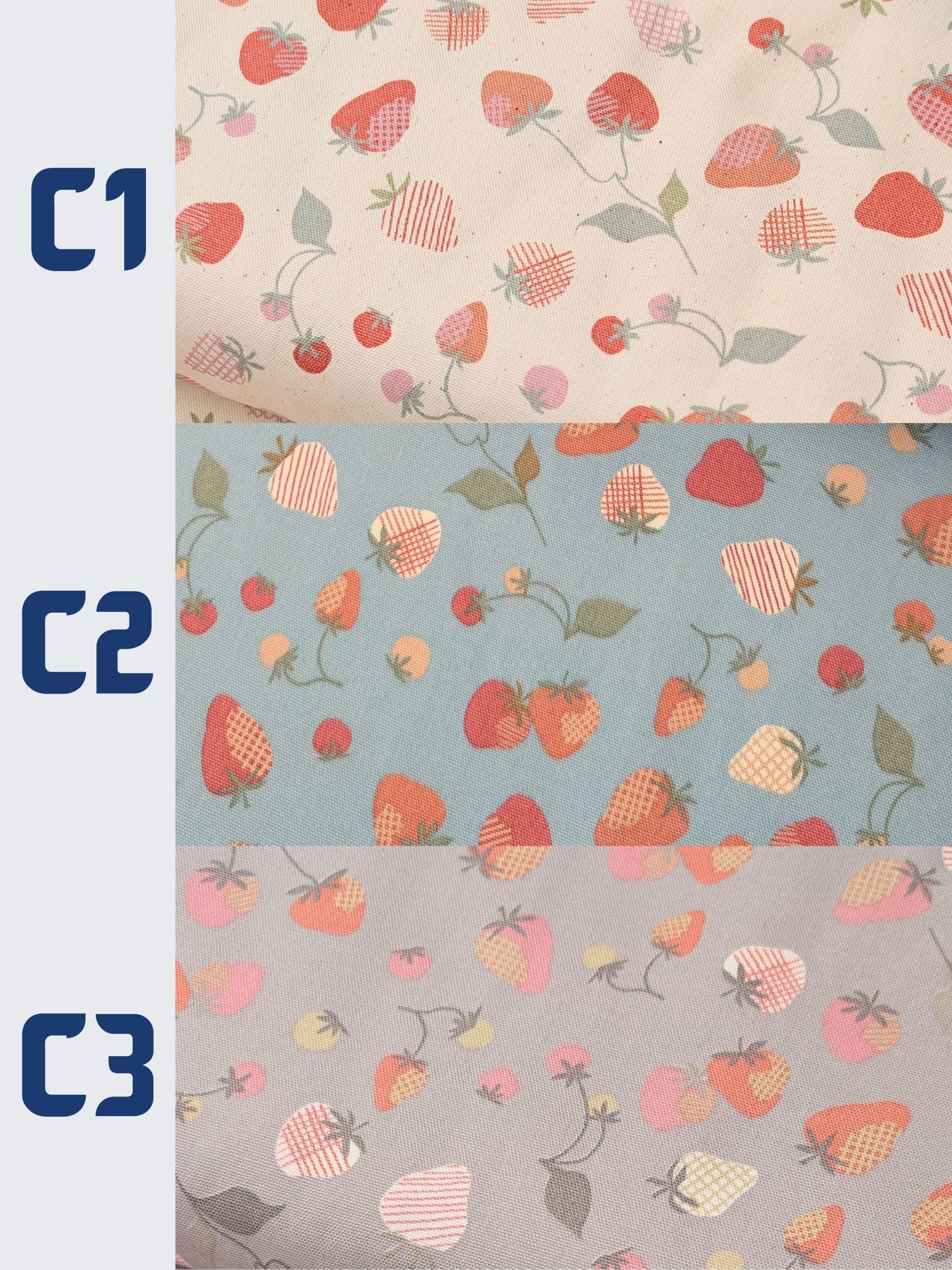 Koizumi - Summer Strawberries Cotton Oxford Fabric - Blue