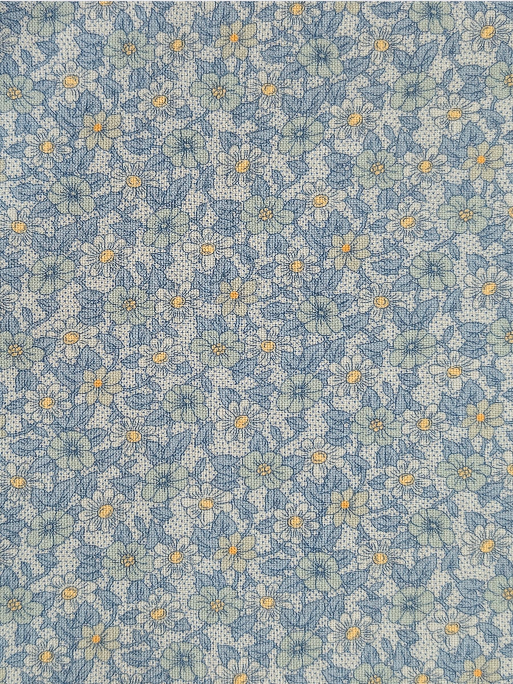 Textile Pantry - Tiny Flowers & Dots Cotton Sheeting Fabric - Blue