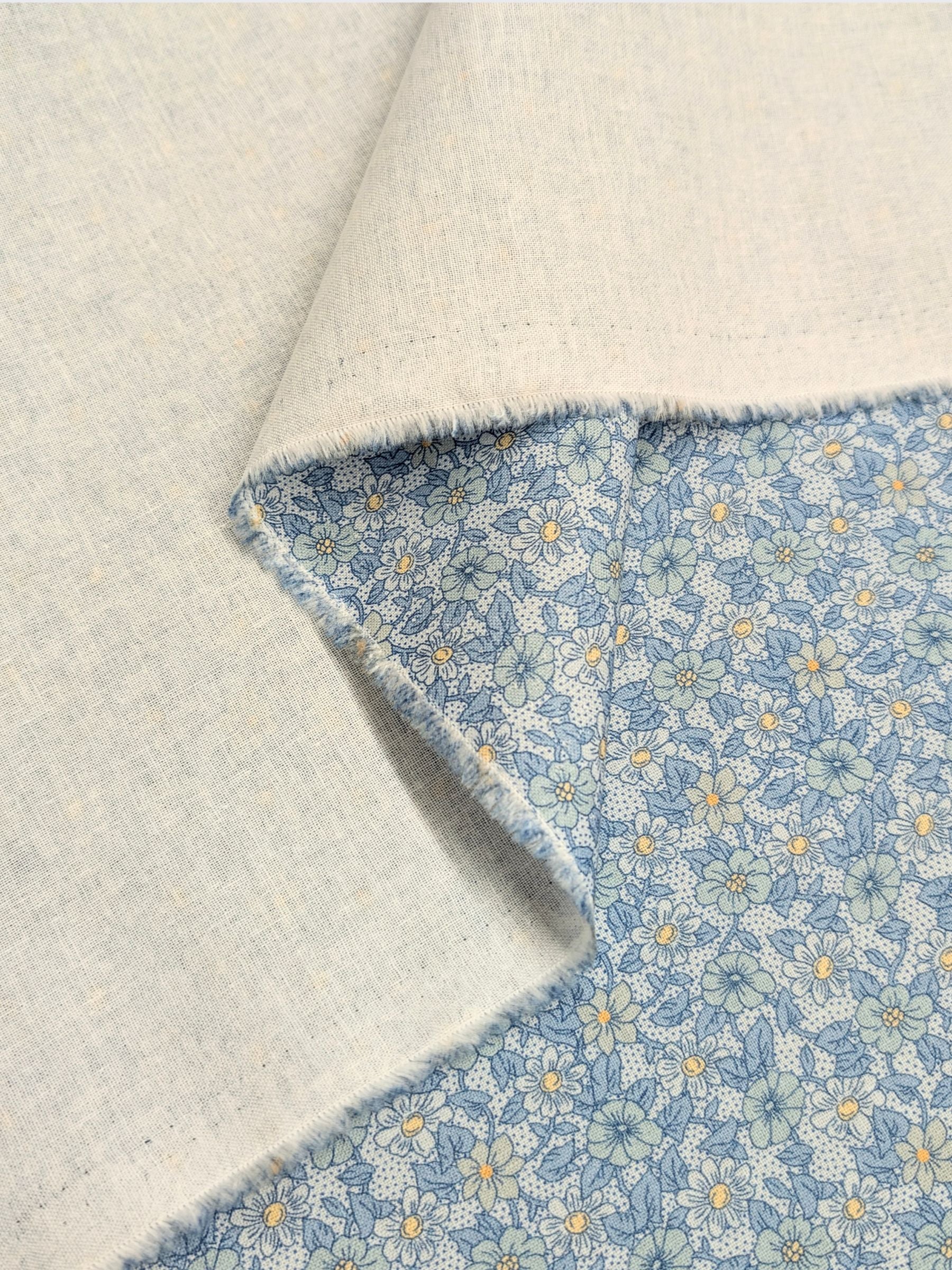 Textile Pantry - Tiny Flowers & Dots Cotton Sheeting Fabric - Blue