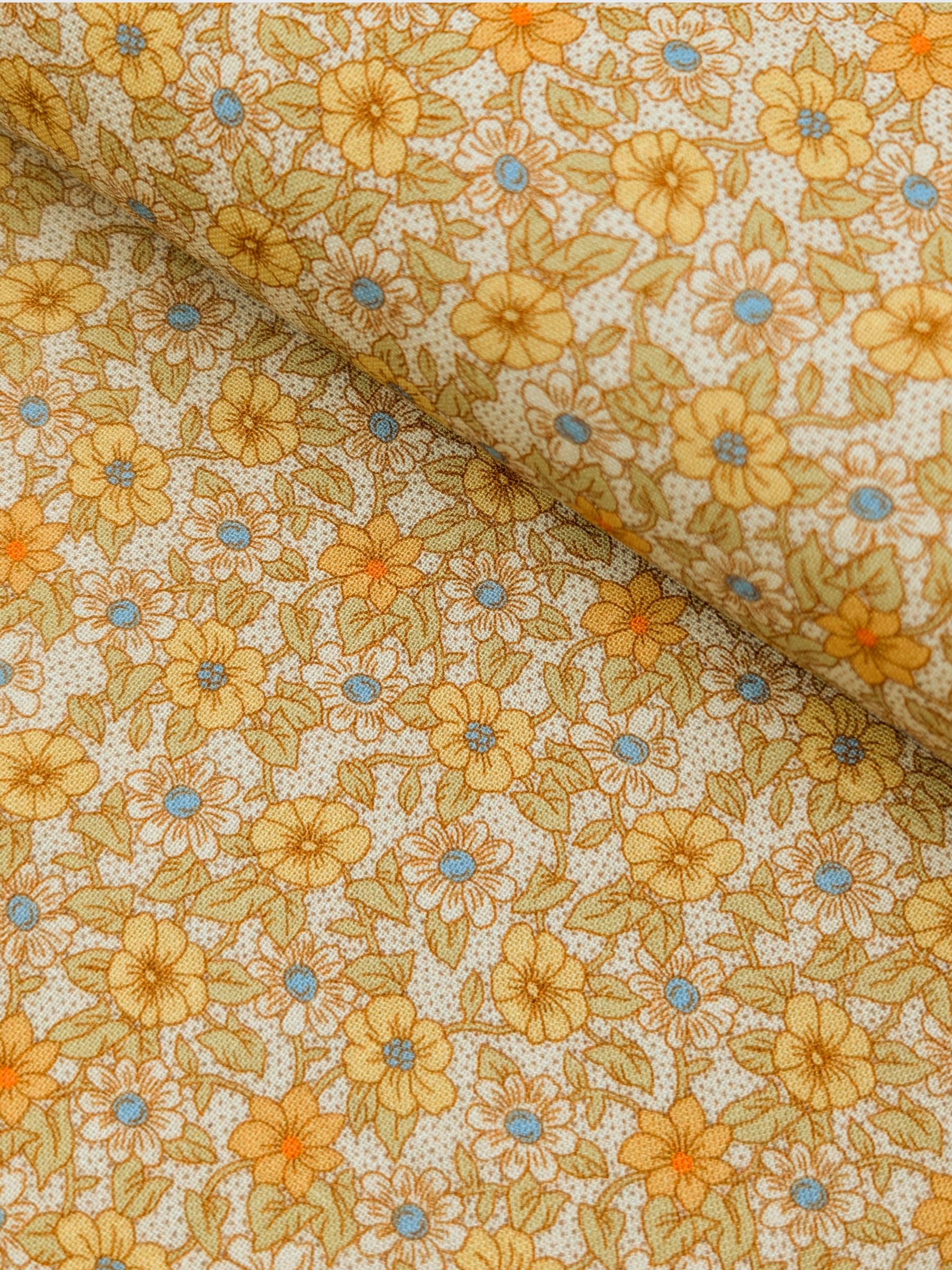 Textile Pantry - Tiny Flowers & Dots Cotton Sheeting Fabric - Yellow