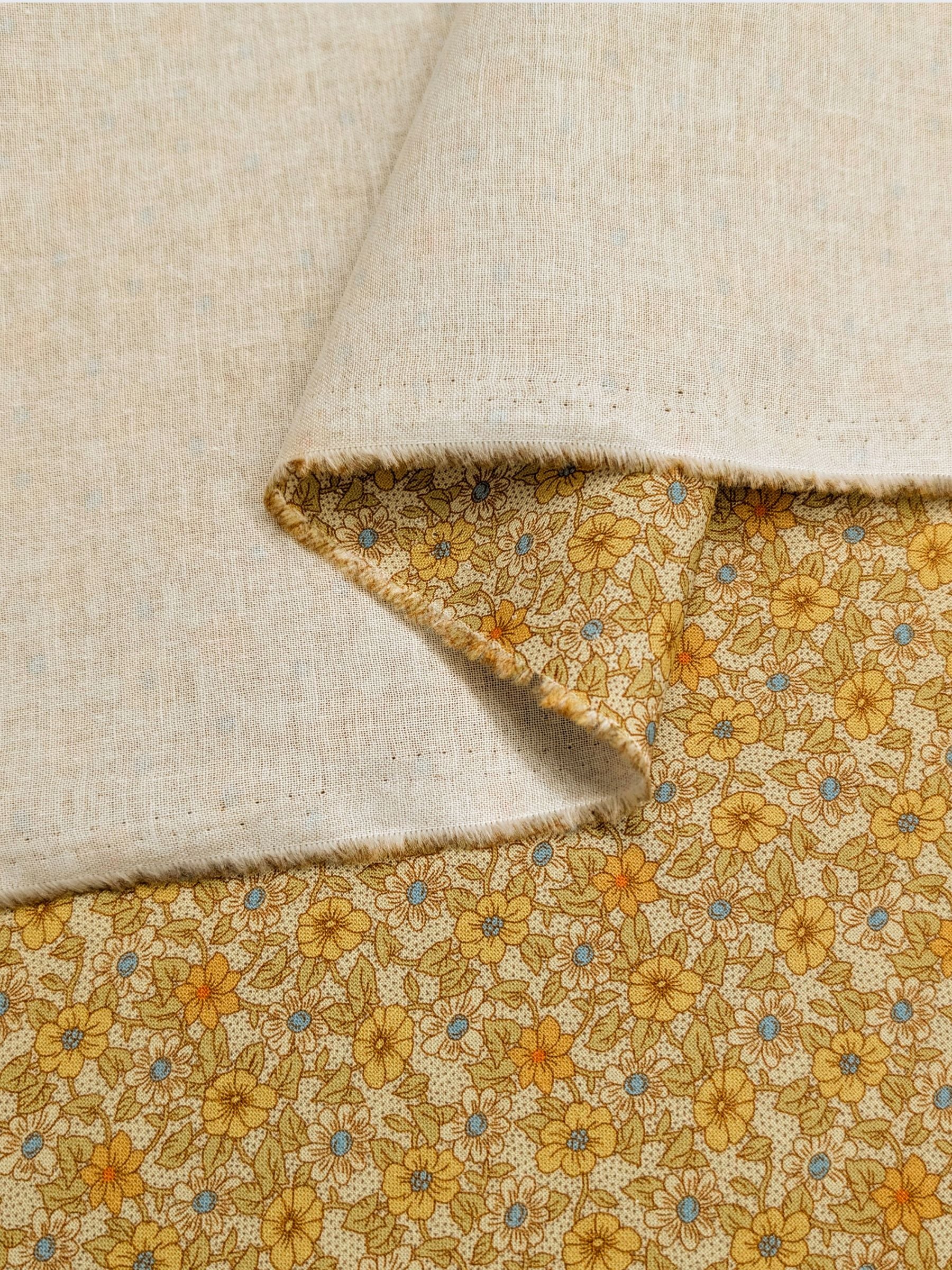 Textile Pantry - Tiny Flowers & Dots Cotton Sheeting Fabric - Yellow