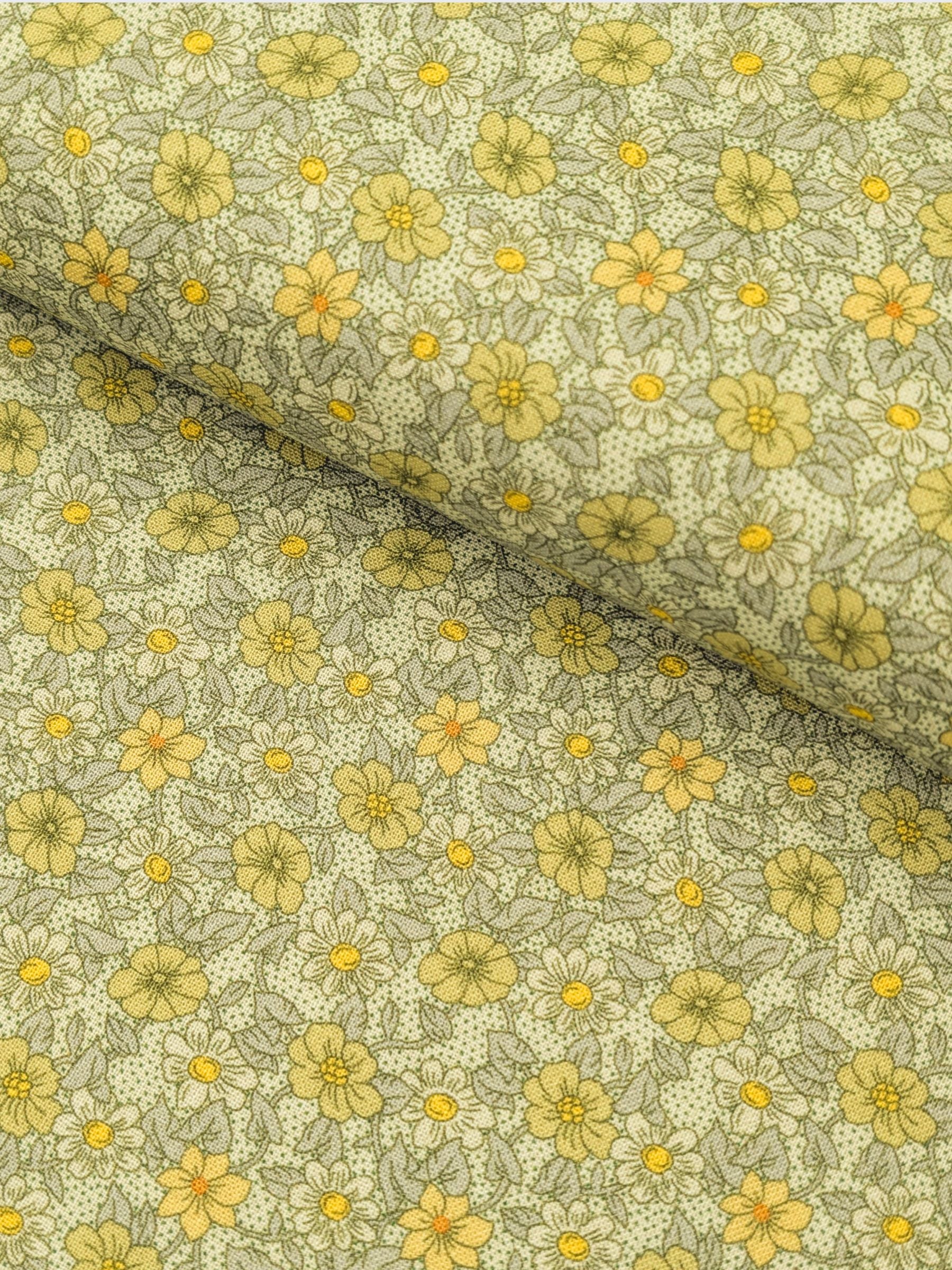 Textile Pantry - Tiny Flowers & Dots Cotton Sheeting Fabric - Green