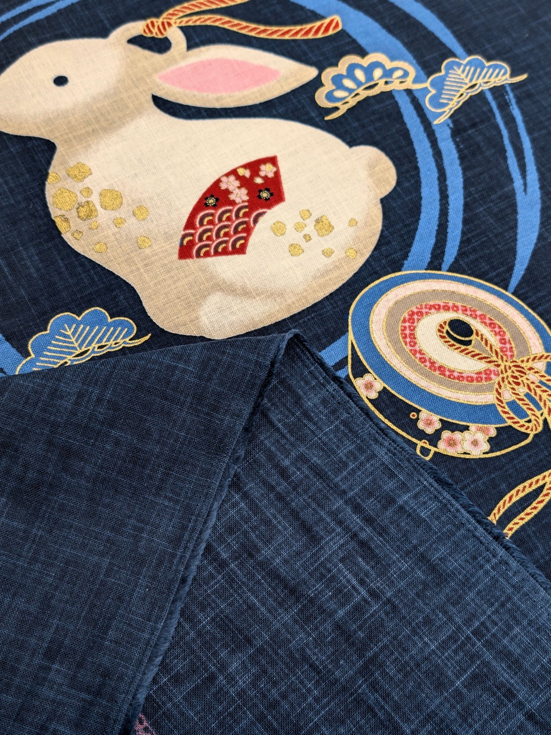 Kurenai - Year Of The Rabbit Noren Panel - Blue