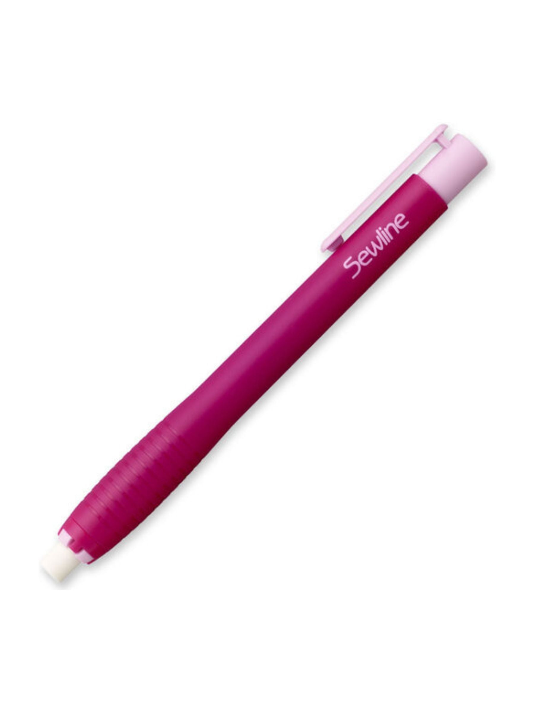 Pink eraser pen on a white background