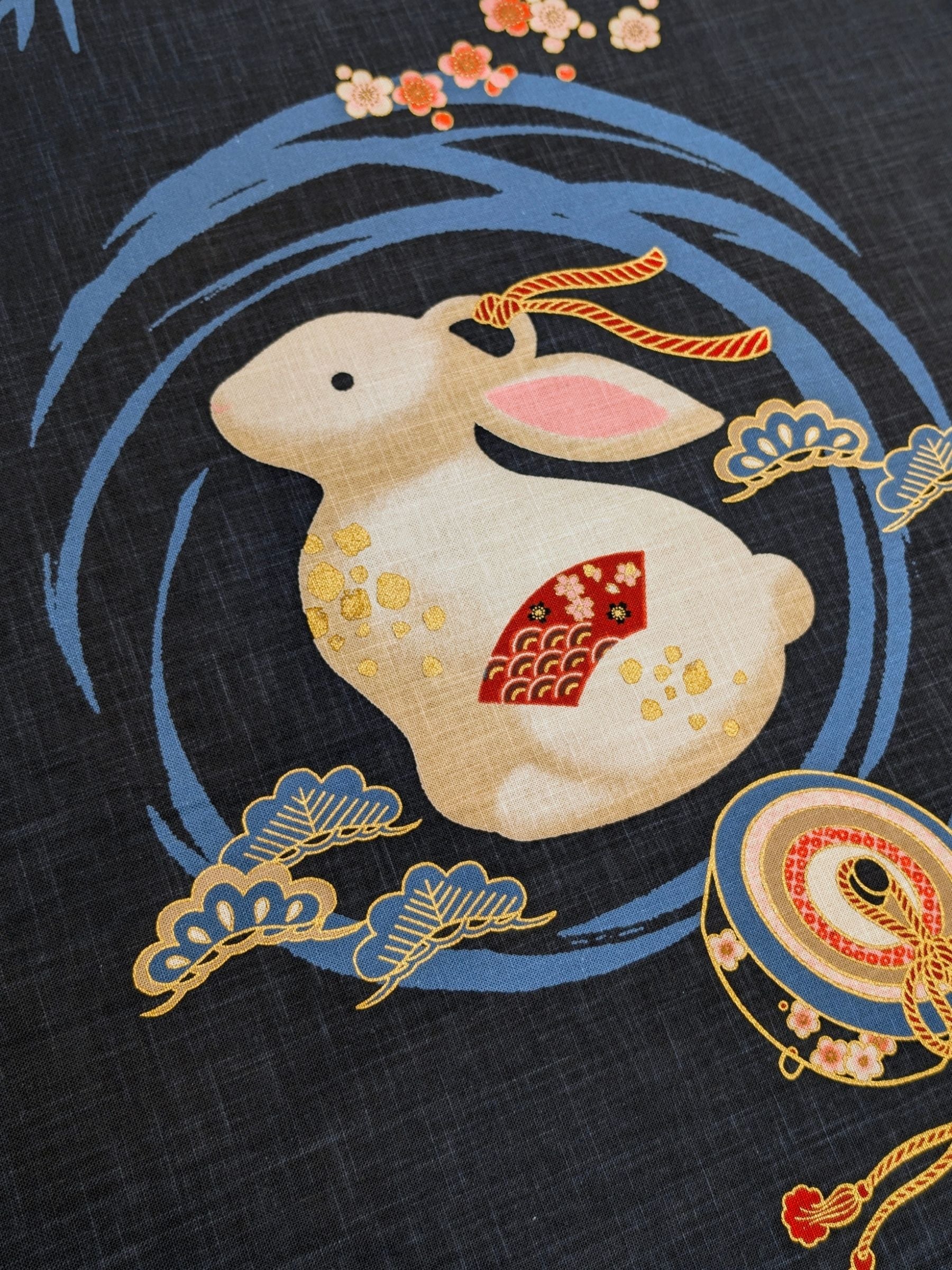 Kurenai - Year Of The Rabbit Noren Panel - Blue