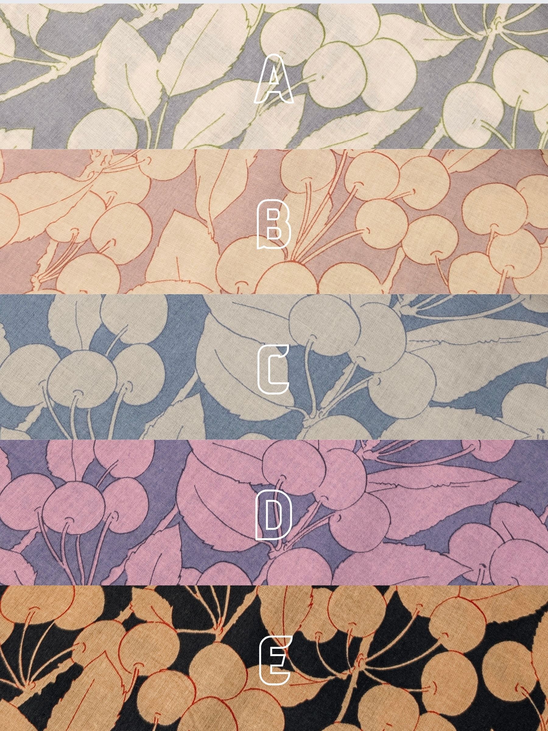Hokkoh - Two-Tone Cherries Cotton Lawn Fabric - White & Blue