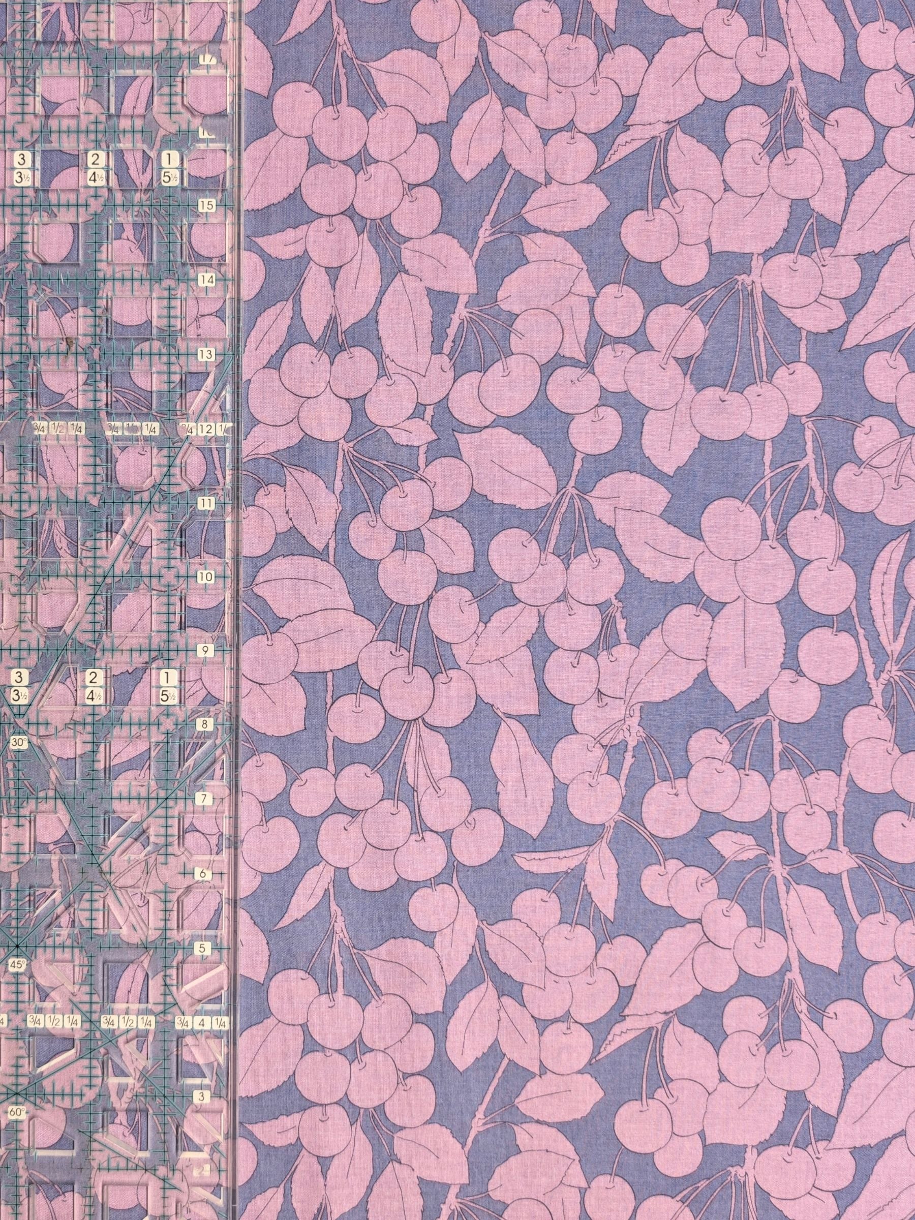 Hokkoh - Two-Tone Cherries Cotton Lawn Fabric - Purple & Blue