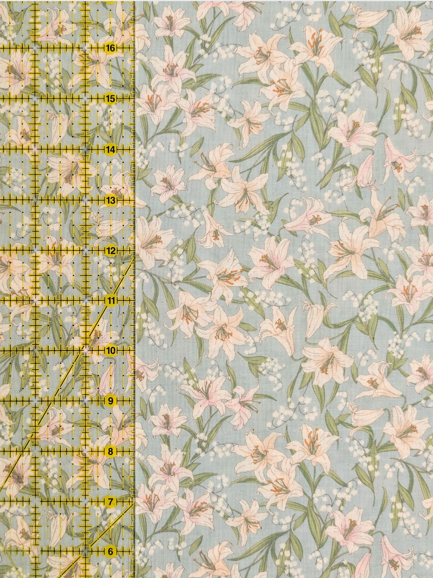 Sevenberry - Flowing Lillies Cotton Shirting Fabric - Light Blue