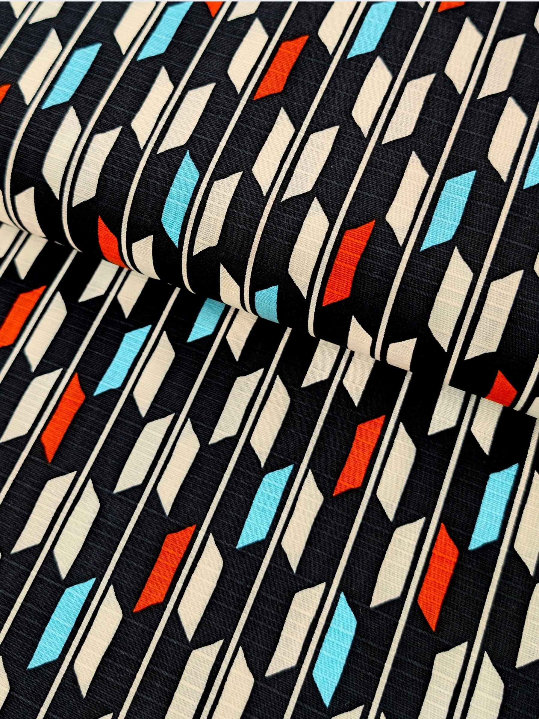 Sevenberry - Arrow Cotton Shantung Fabric - Black & White