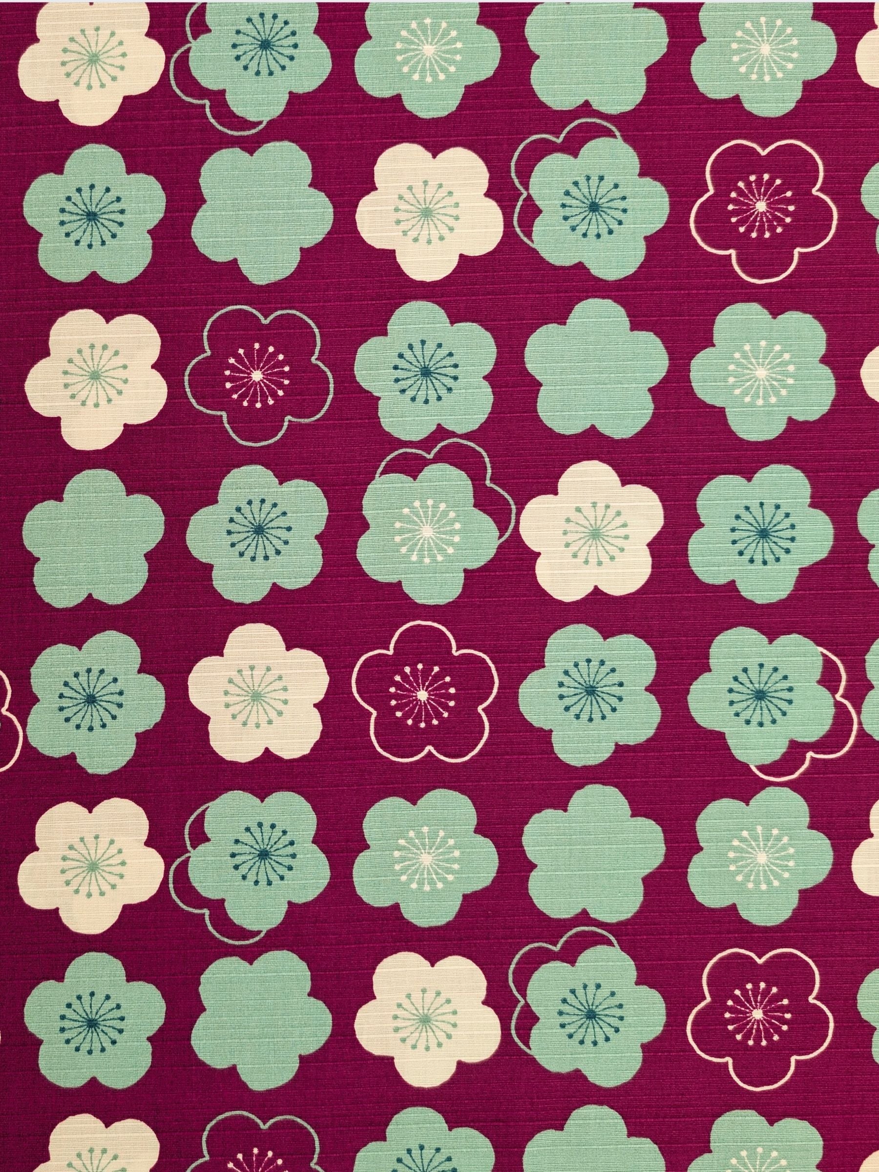 Sevenberry - Plum Blossom Cotton Shantung Fabric - Magenta & Teal REMNANT