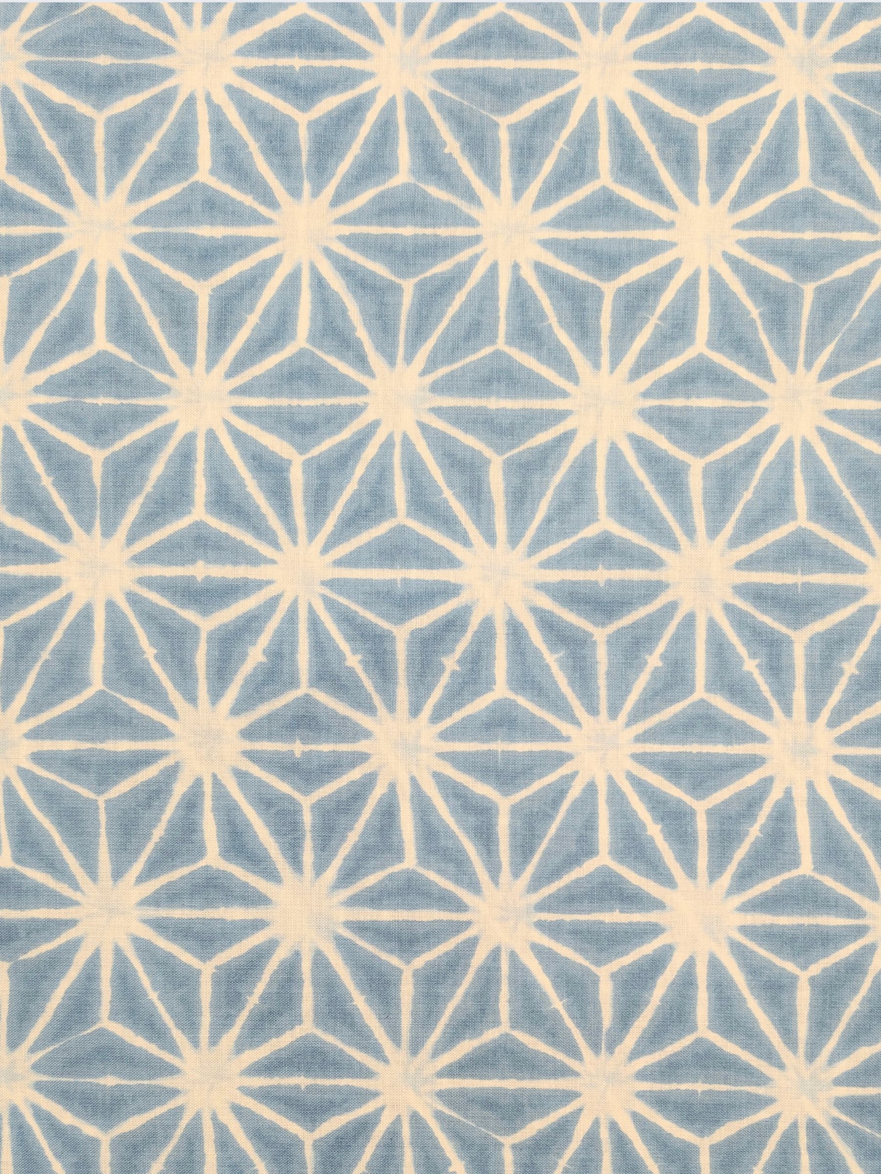 Sevenberry - Asanoha Shibori Printed Japanese Cotton Sheeting Fabric - Light Blue & White