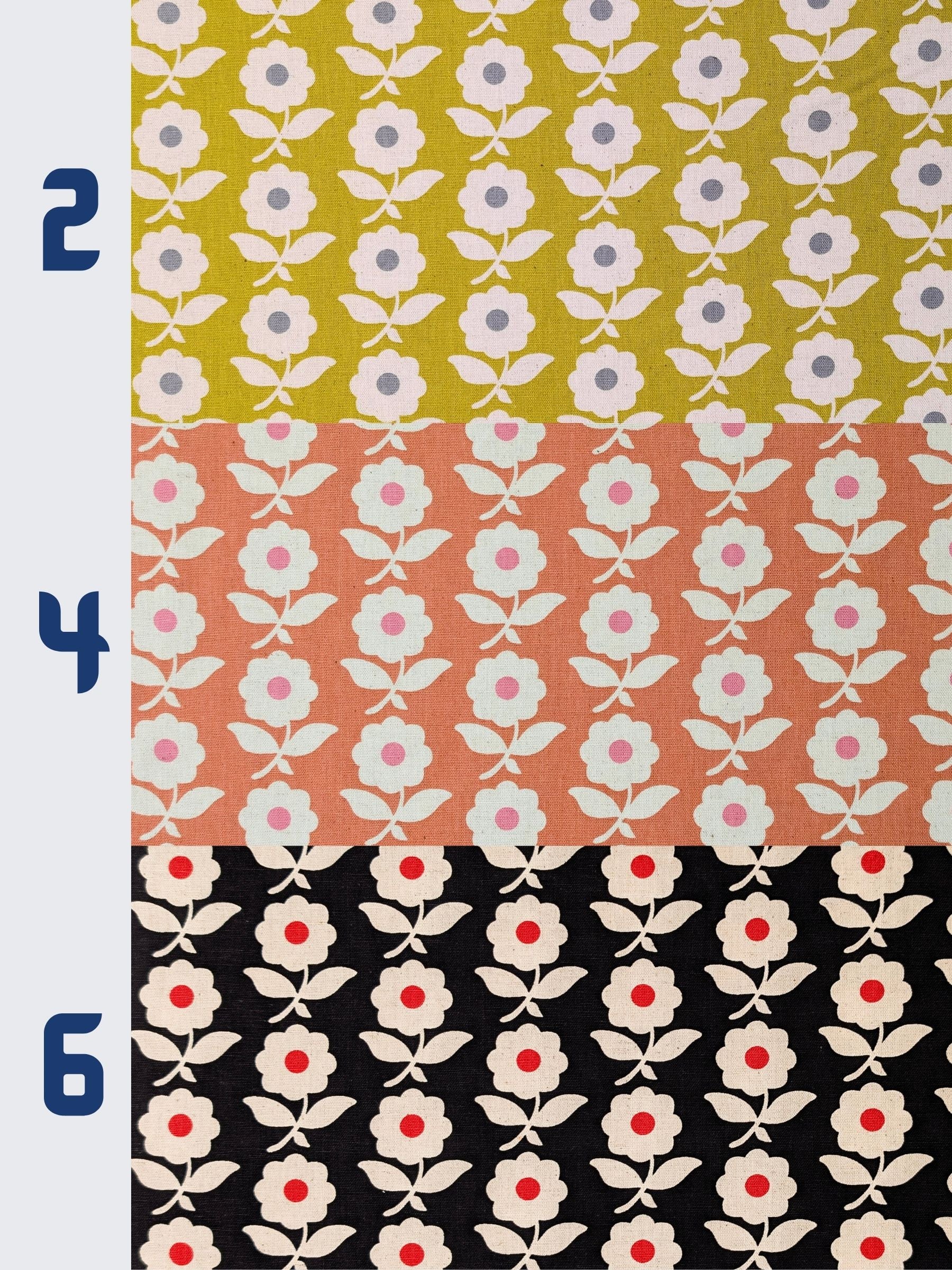 Sevenberry - Scandinavian Flowers Cotton/Linen Light Canvas Fabric - Lime Green