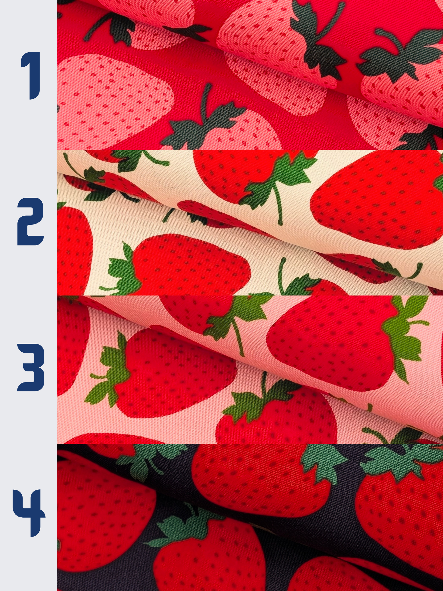 Sevenberry - Big Strawberries Oxford Canvas Cotton Fabric - Pink & Red