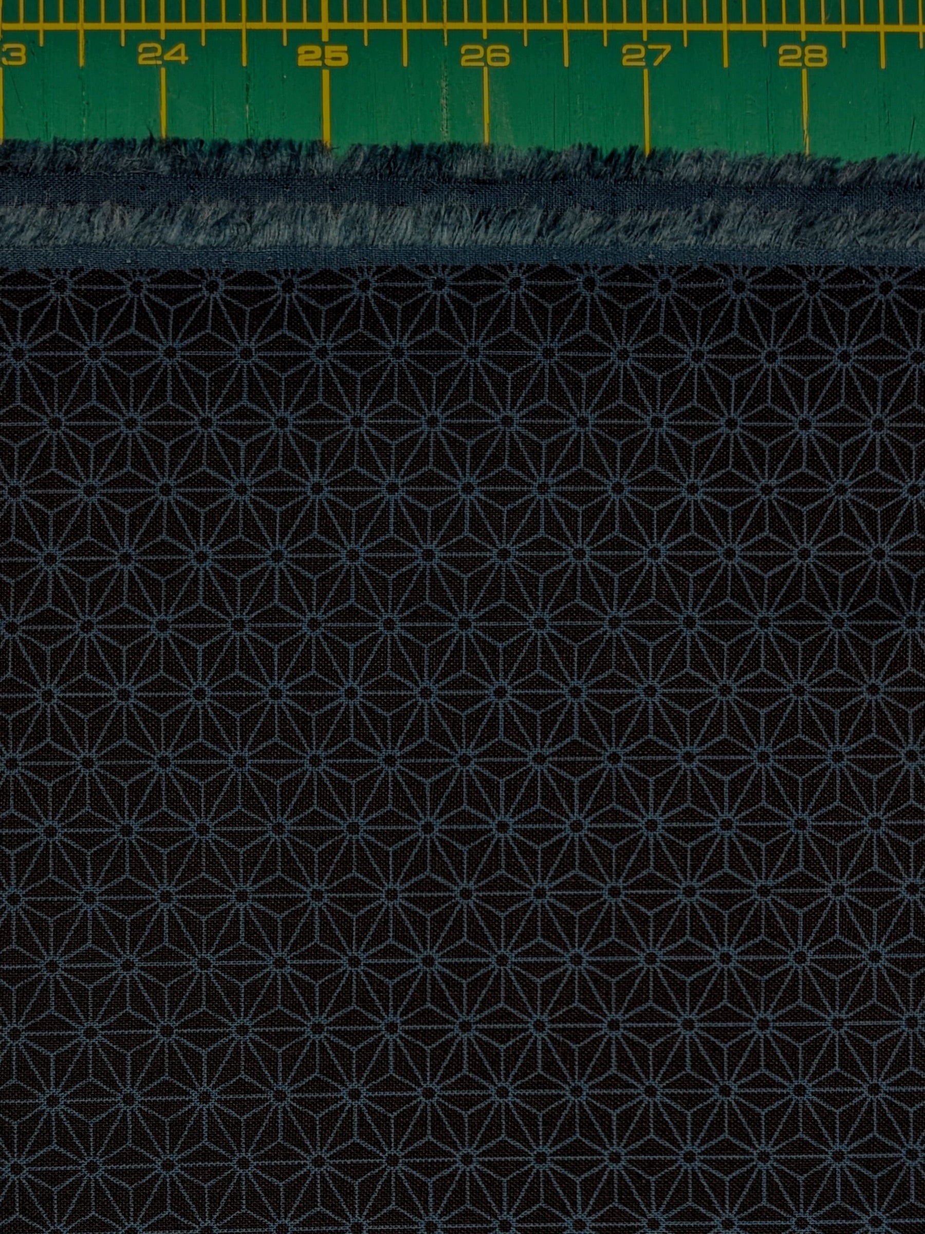 Sevenberry - Small Asanoha Stars Cotton Sheeting Fabric - Dark Blue and Black