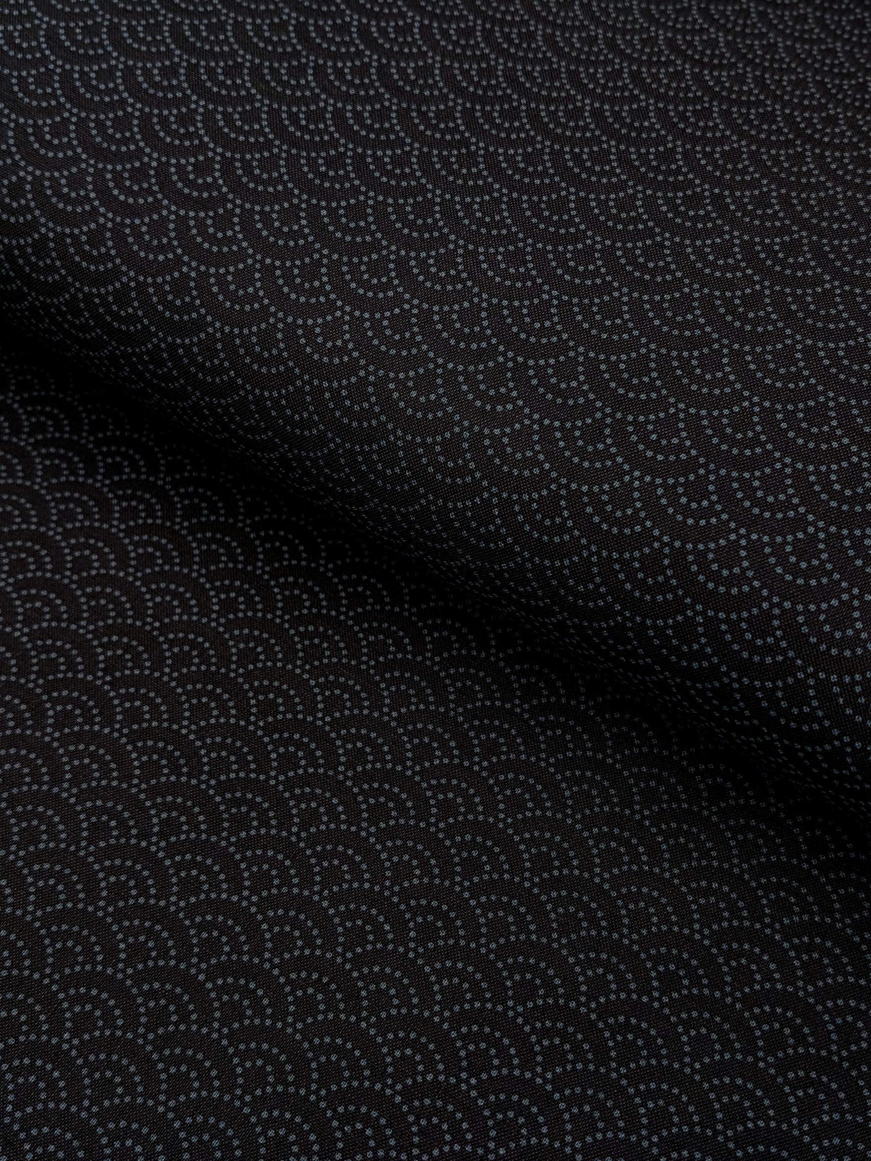 Sevenberry - Dotted Waves Cotton Sheeting Fabric - Dark Blue and Black