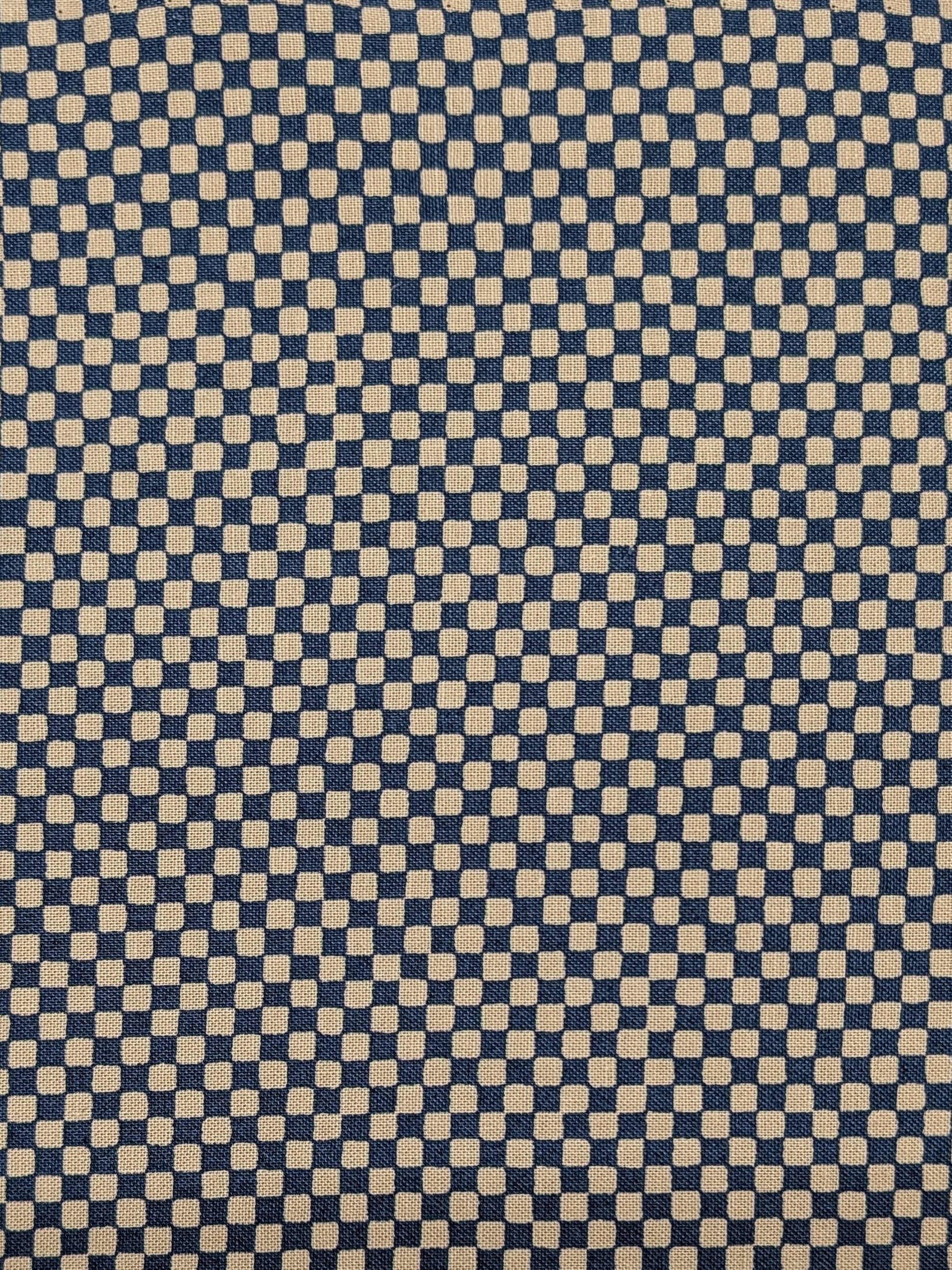 Sevenberry - Ichimatsu Checkerboard Cotton Sheeting Fabric - Medium Blue