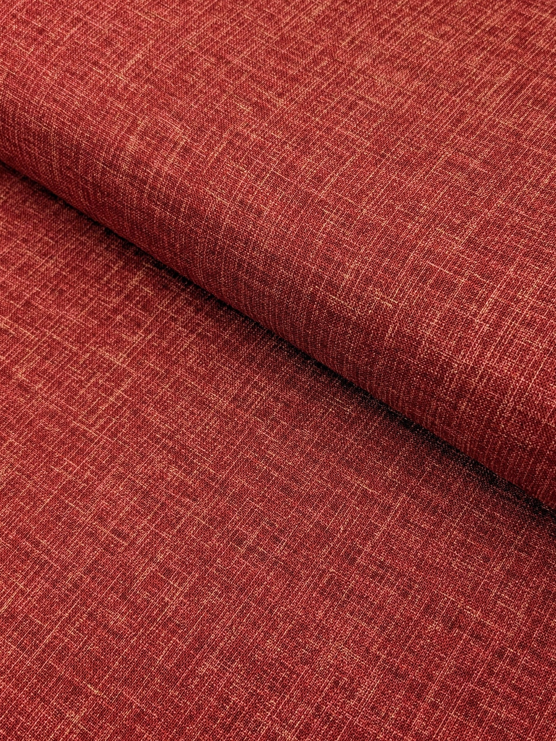 Sevenberry - Solid Cotton Rustic Weave Fabric - Red