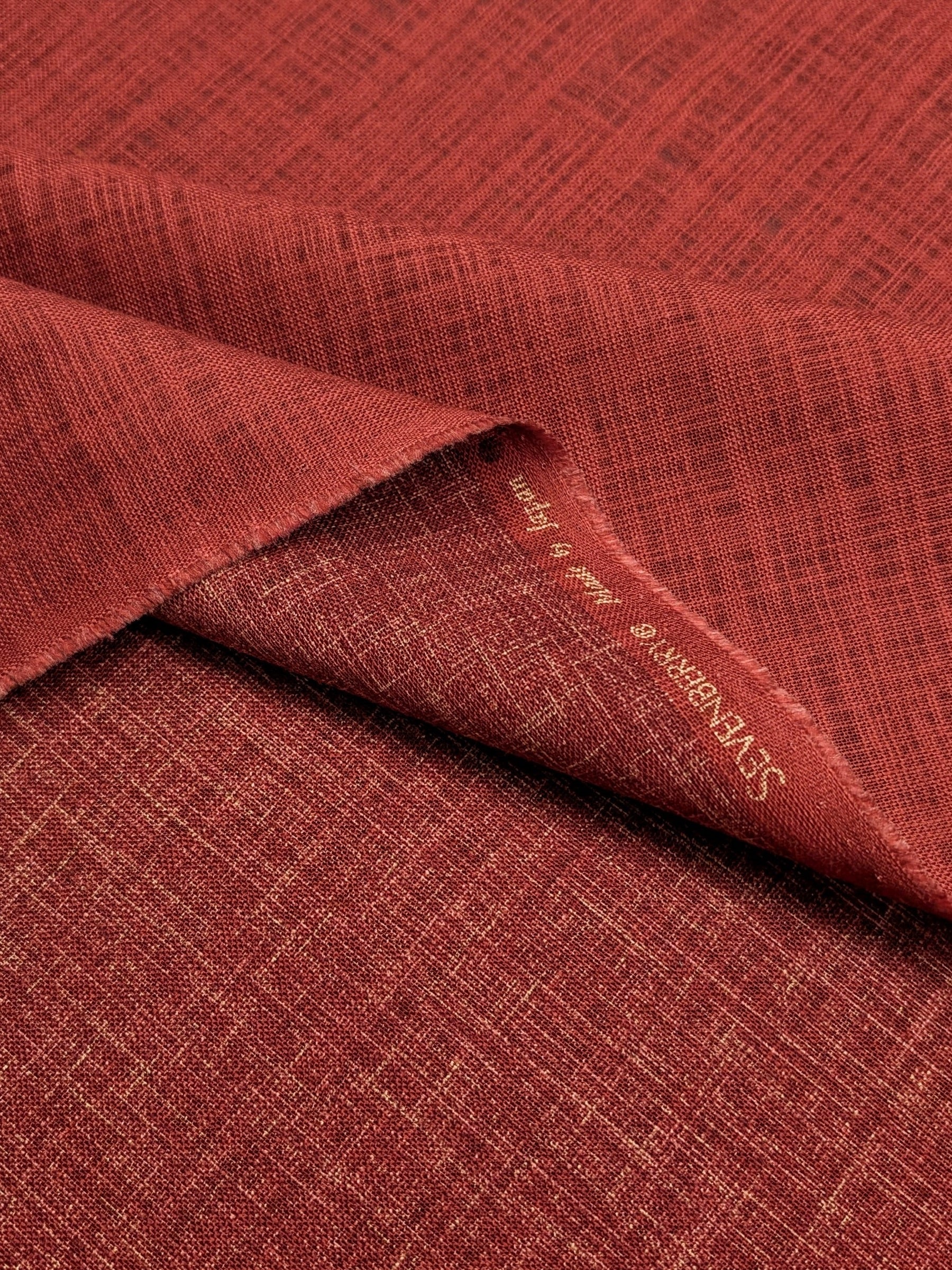 Sevenberry - Solid Cotton Rustic Weave Fabric - Red
