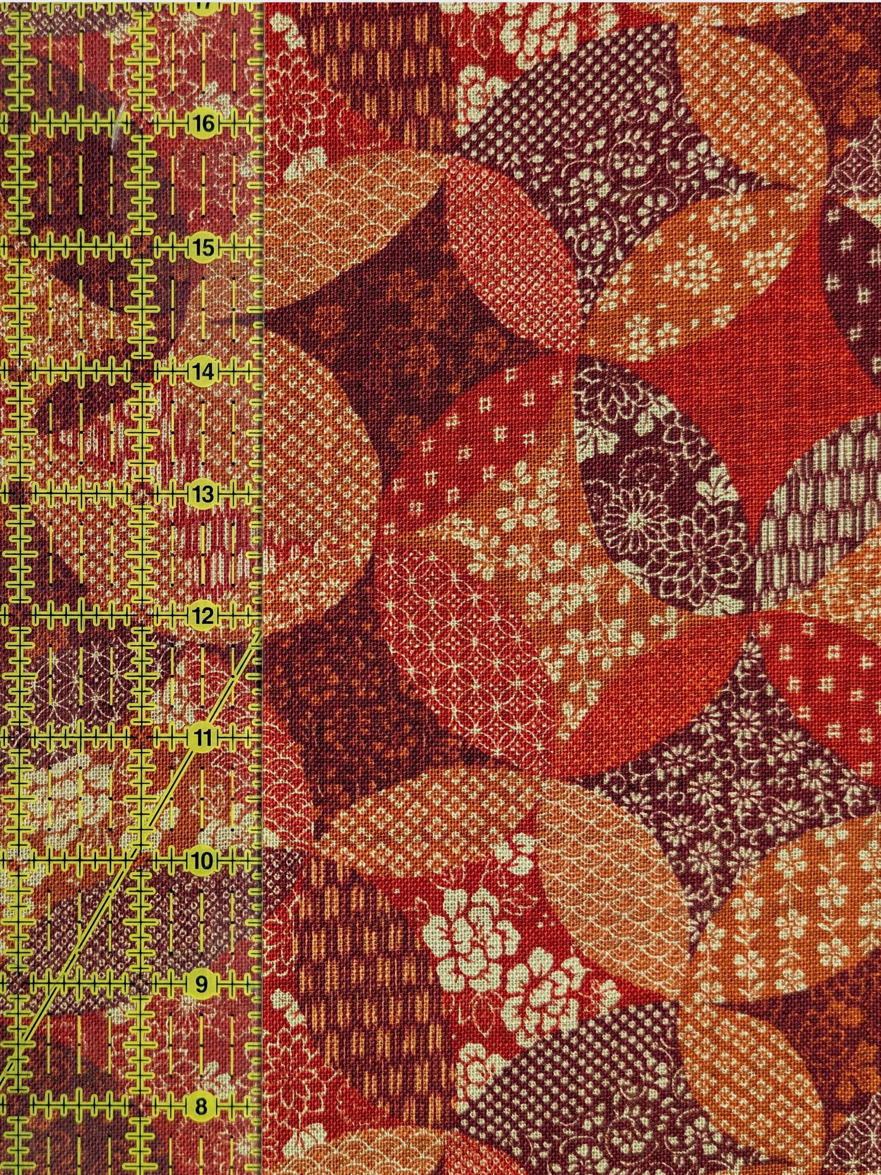 Sevenberry - Patchwork Shippo Rustic Weave Cotton Fabric - Red