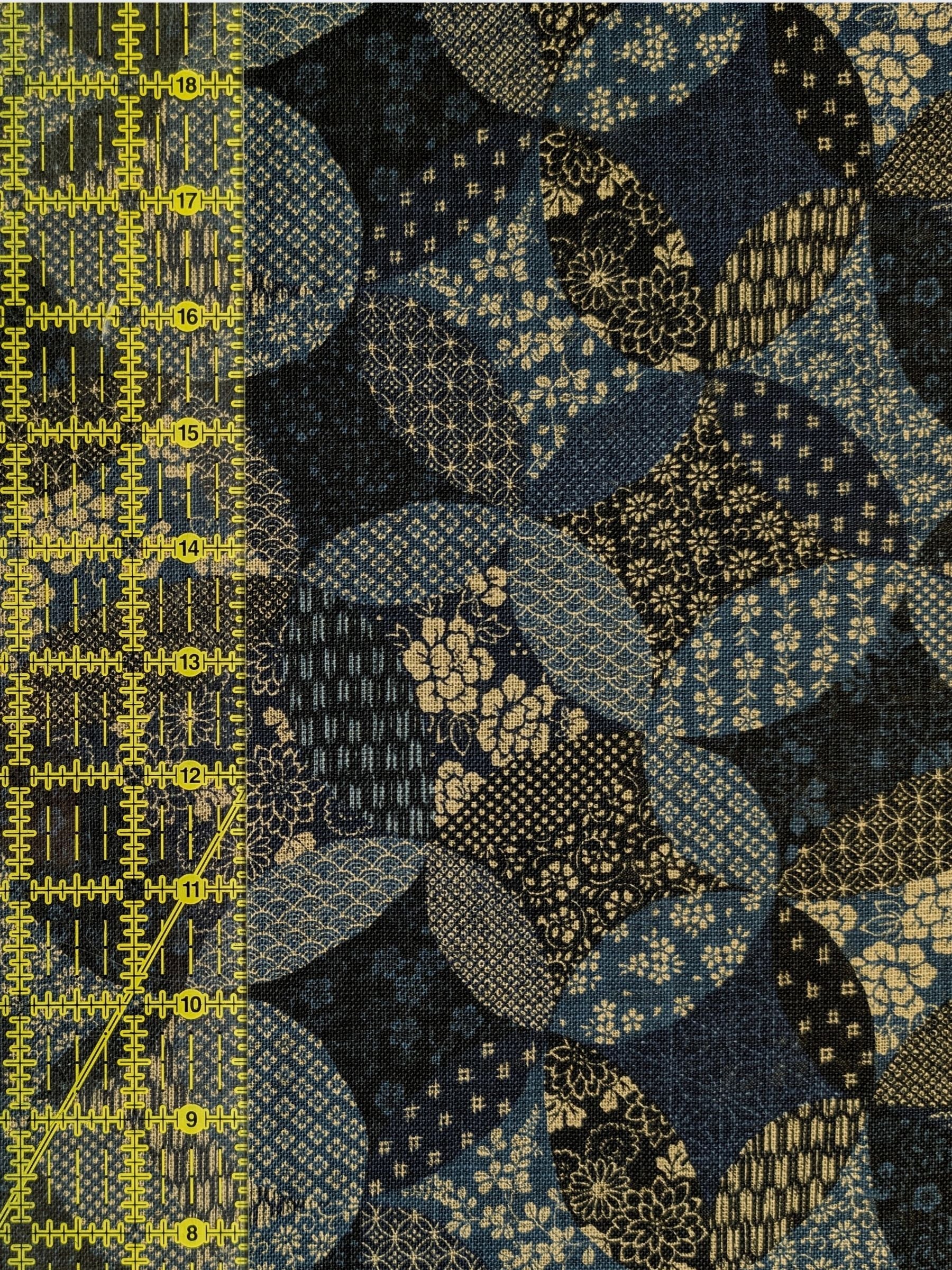 Sevenberry - Patchwork Shippo Rustic Weave Cotton Fabric - Dark Blue