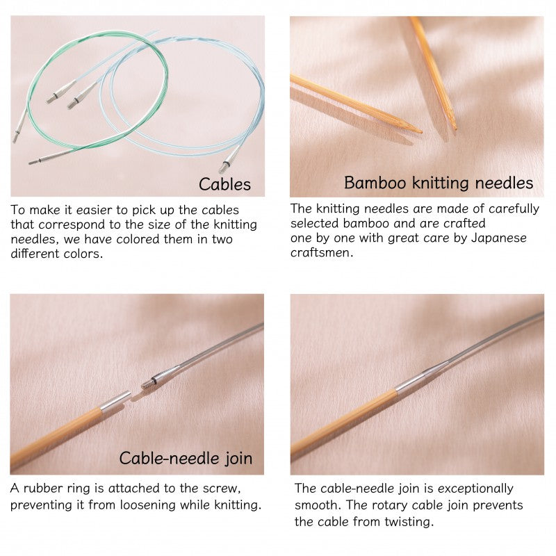 Tulip - CarryC Long Interchangeable Bamboo Knitting Needle Set 'Komorebi'- Green