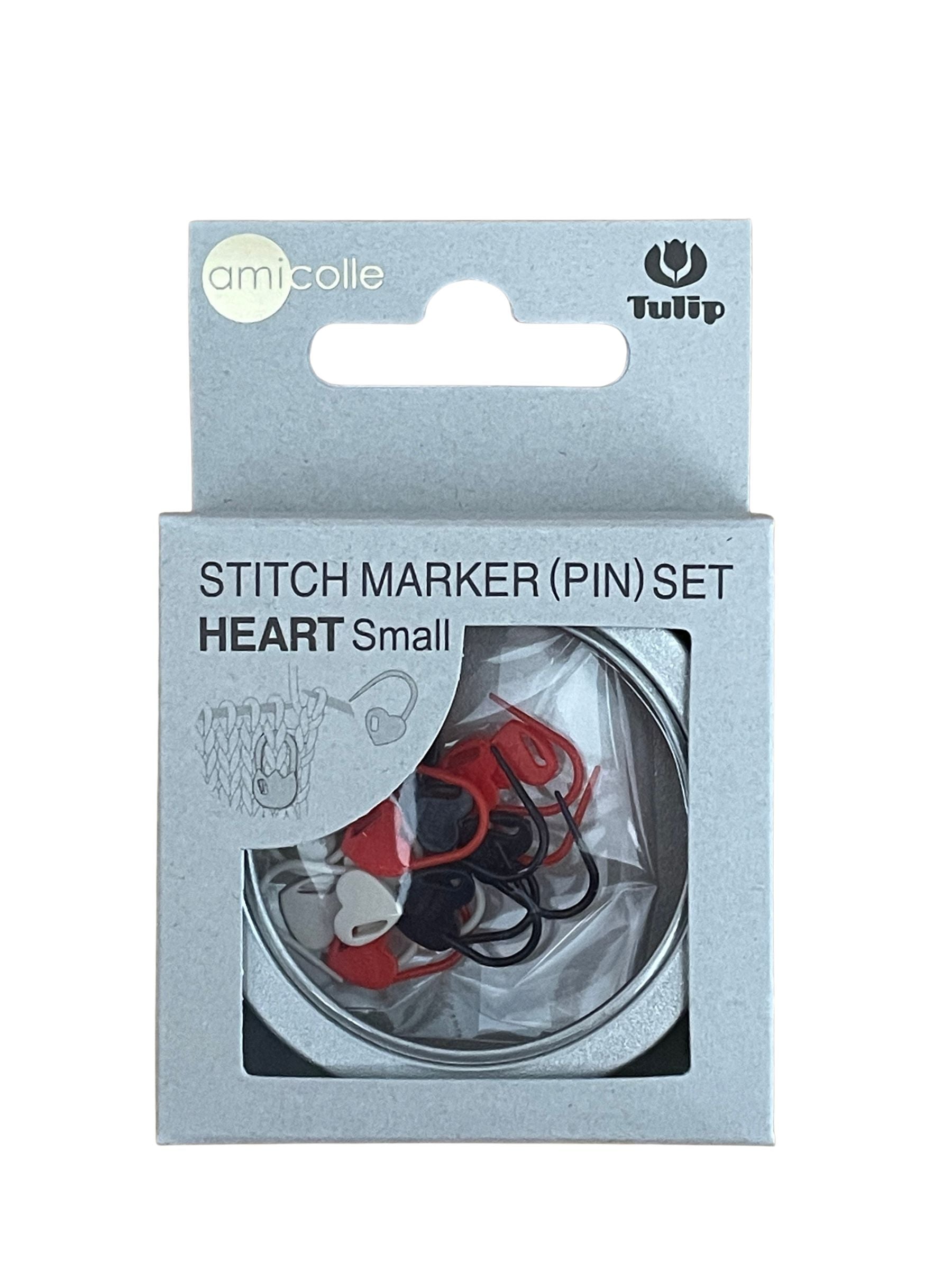 Tulip - Small "Heart" Stitch Marker Set Pin Amicolle Knitting Accessories - Orange Blue White