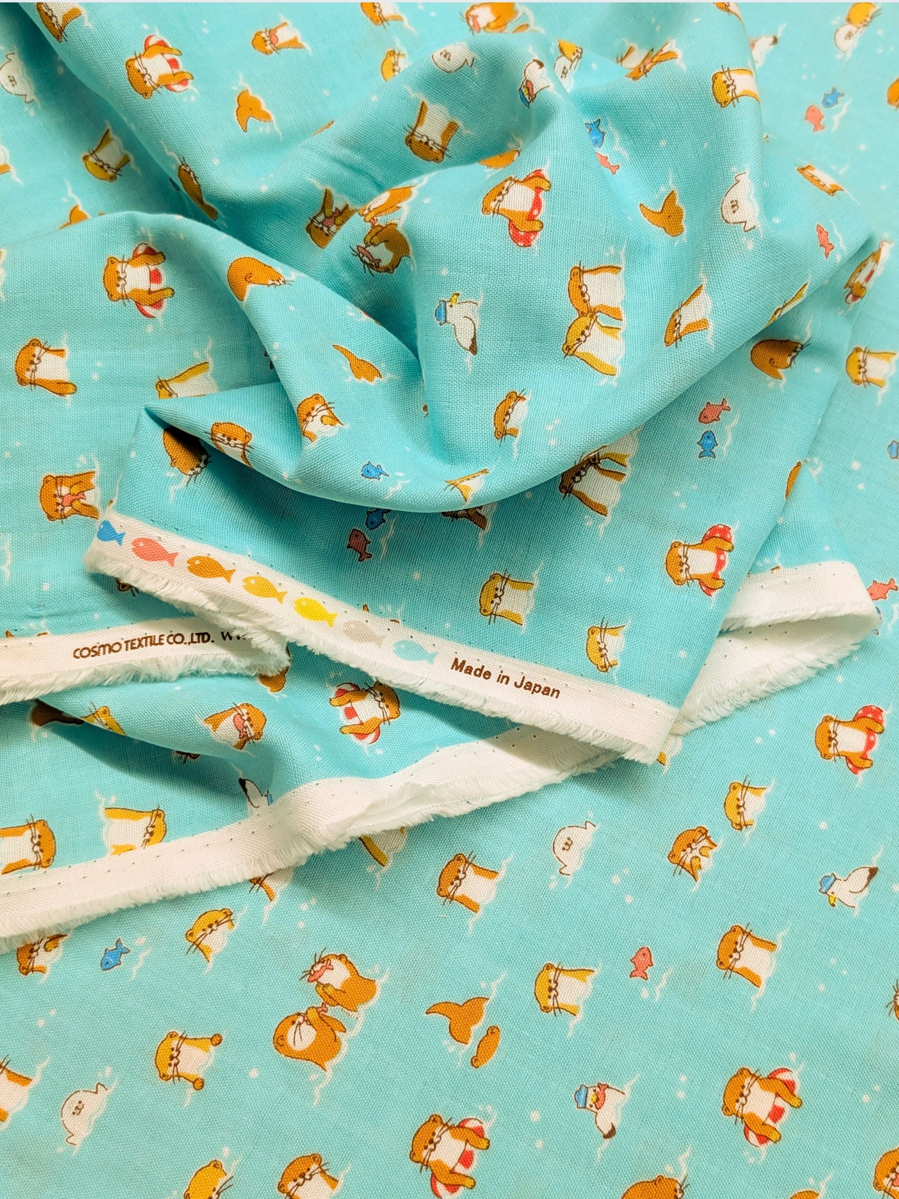 Cosmo - Little Otters Cotton Double Gauze Fabric - Teal