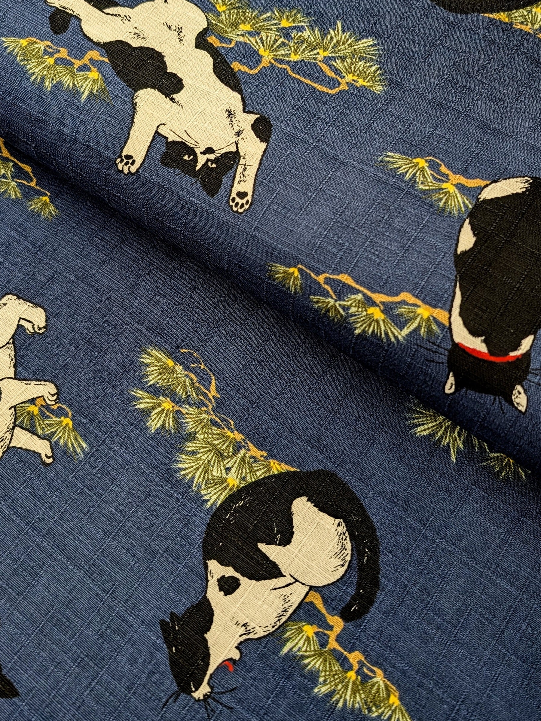 Cosmo - Tuxedo Cats in the Garden Cotton Dobby - Navy