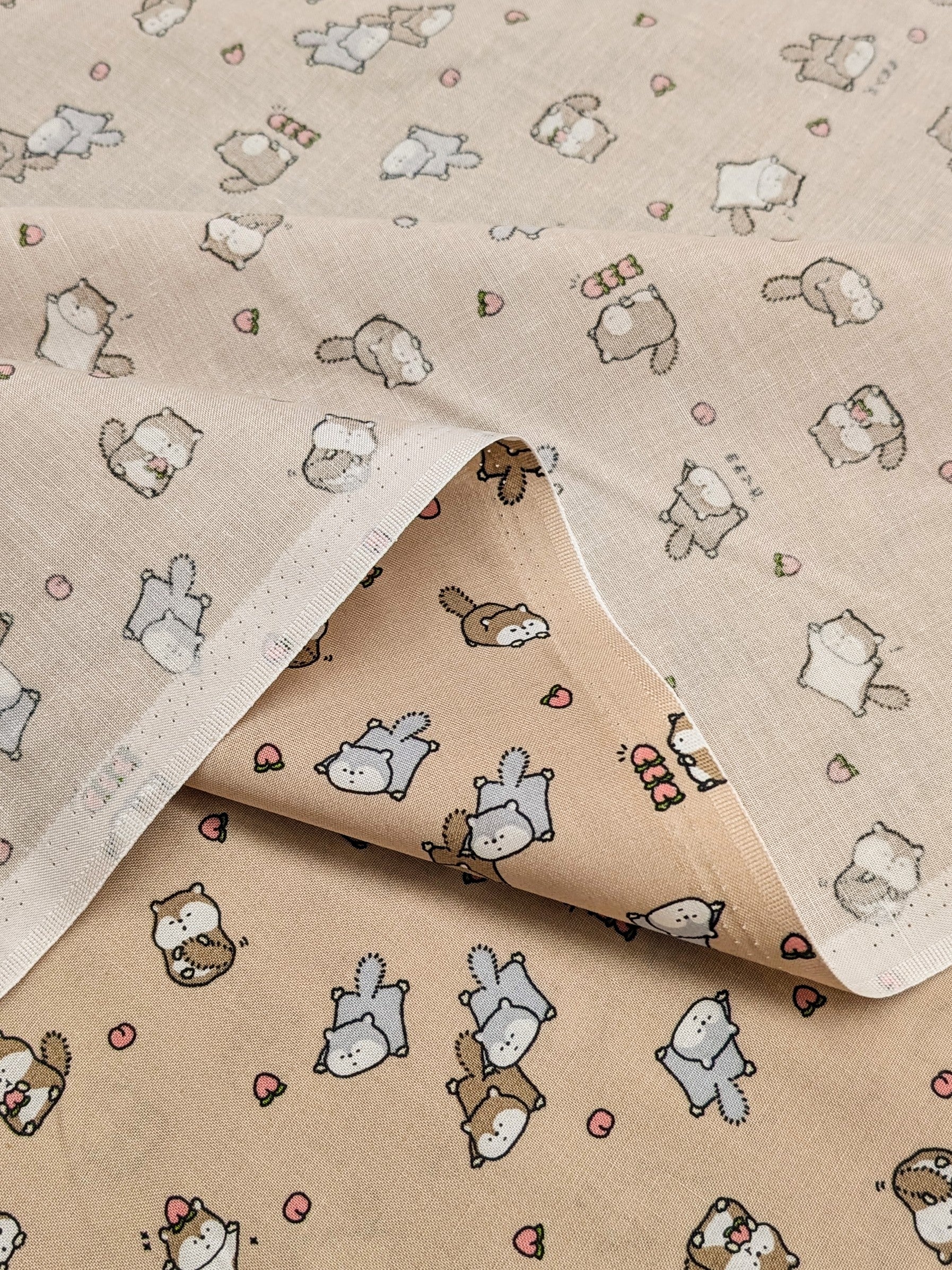 Cosmo - Flying Squirrels and Peaches Cotton Sheeting - Light Brown