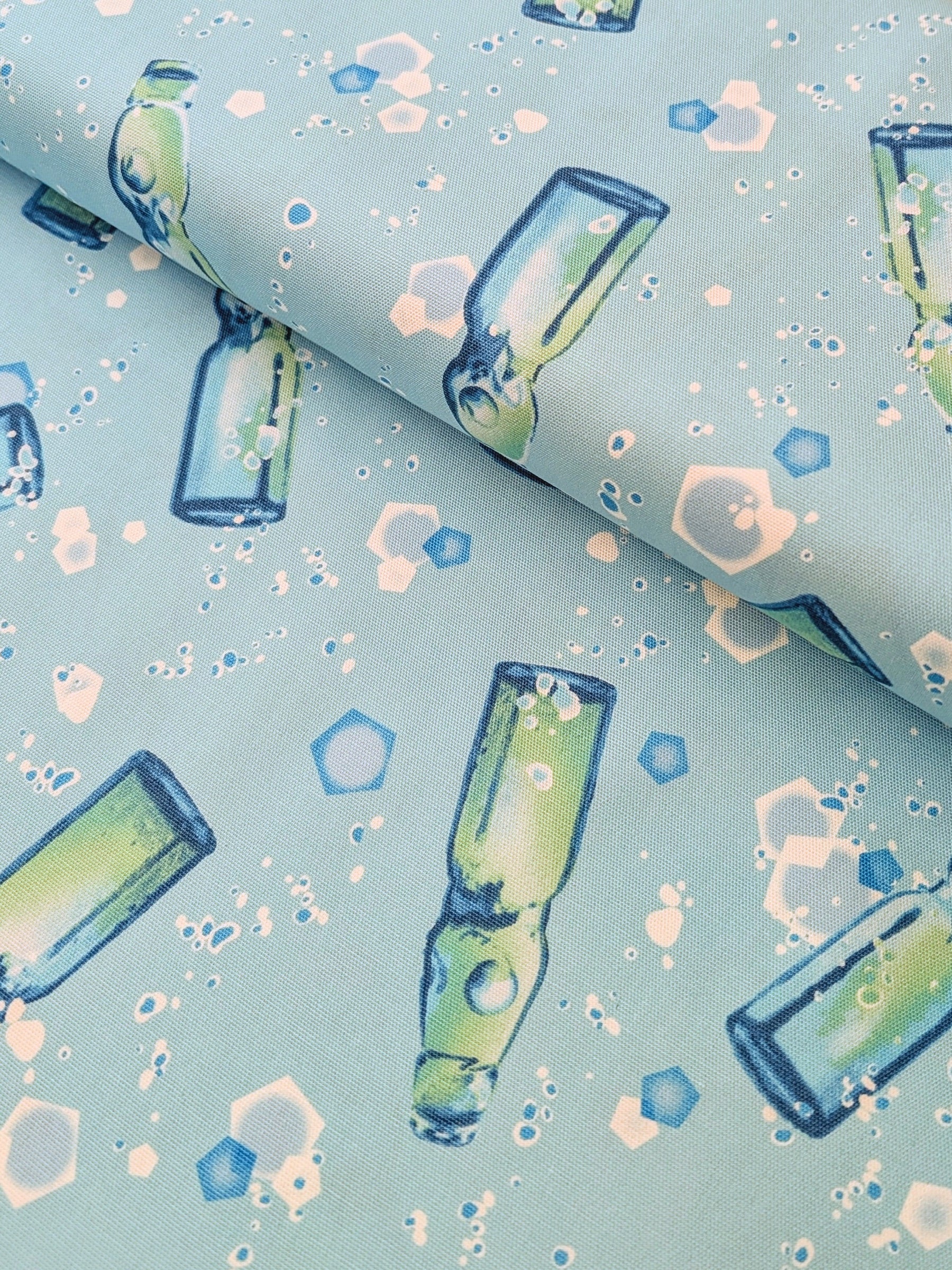 Cosmo - Soda Bottles Light Cotton Oxford Fabric - Light Blue