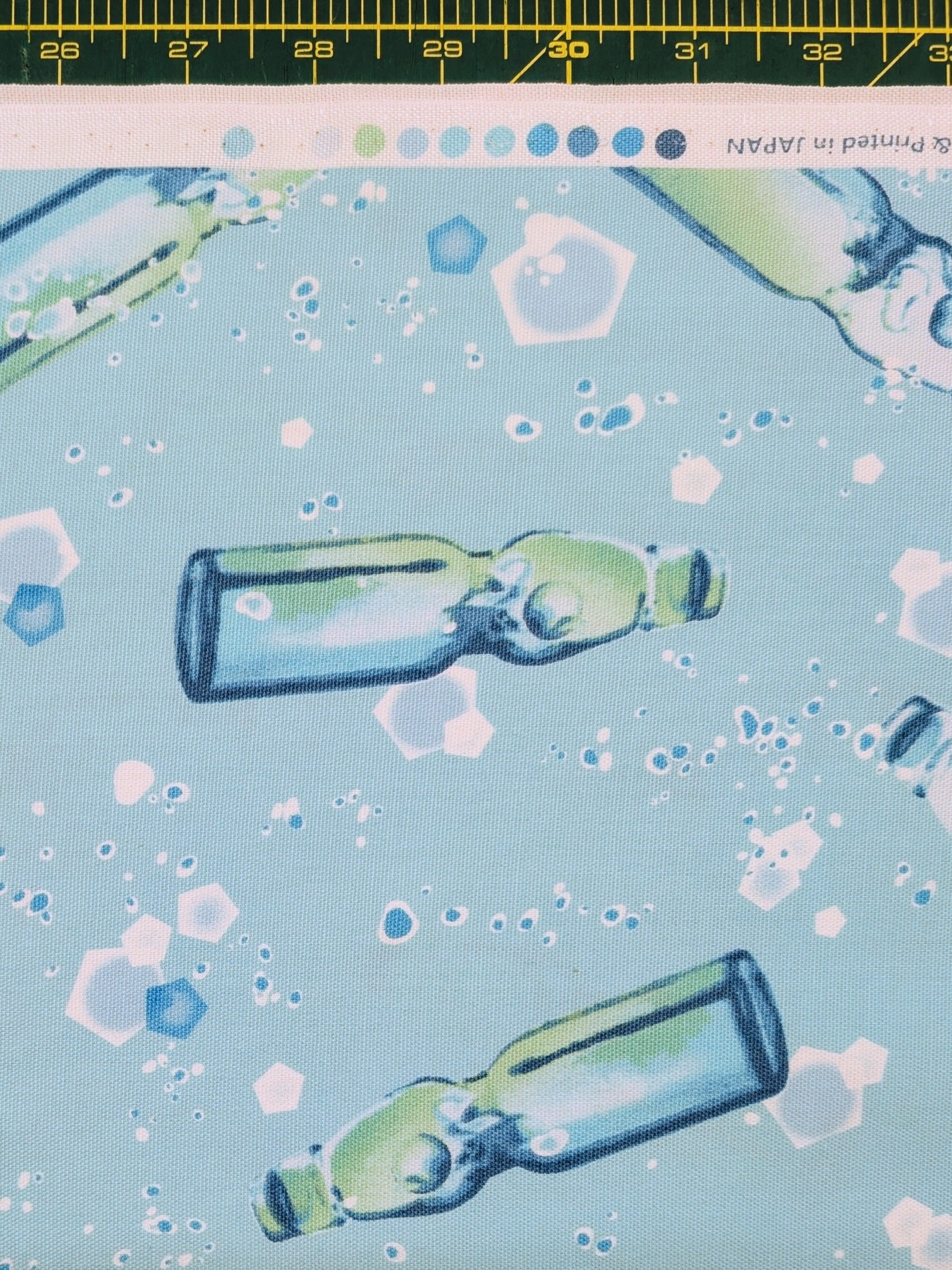 Cosmo - Soda Bottles Light Cotton Oxford Fabric - Light Blue
