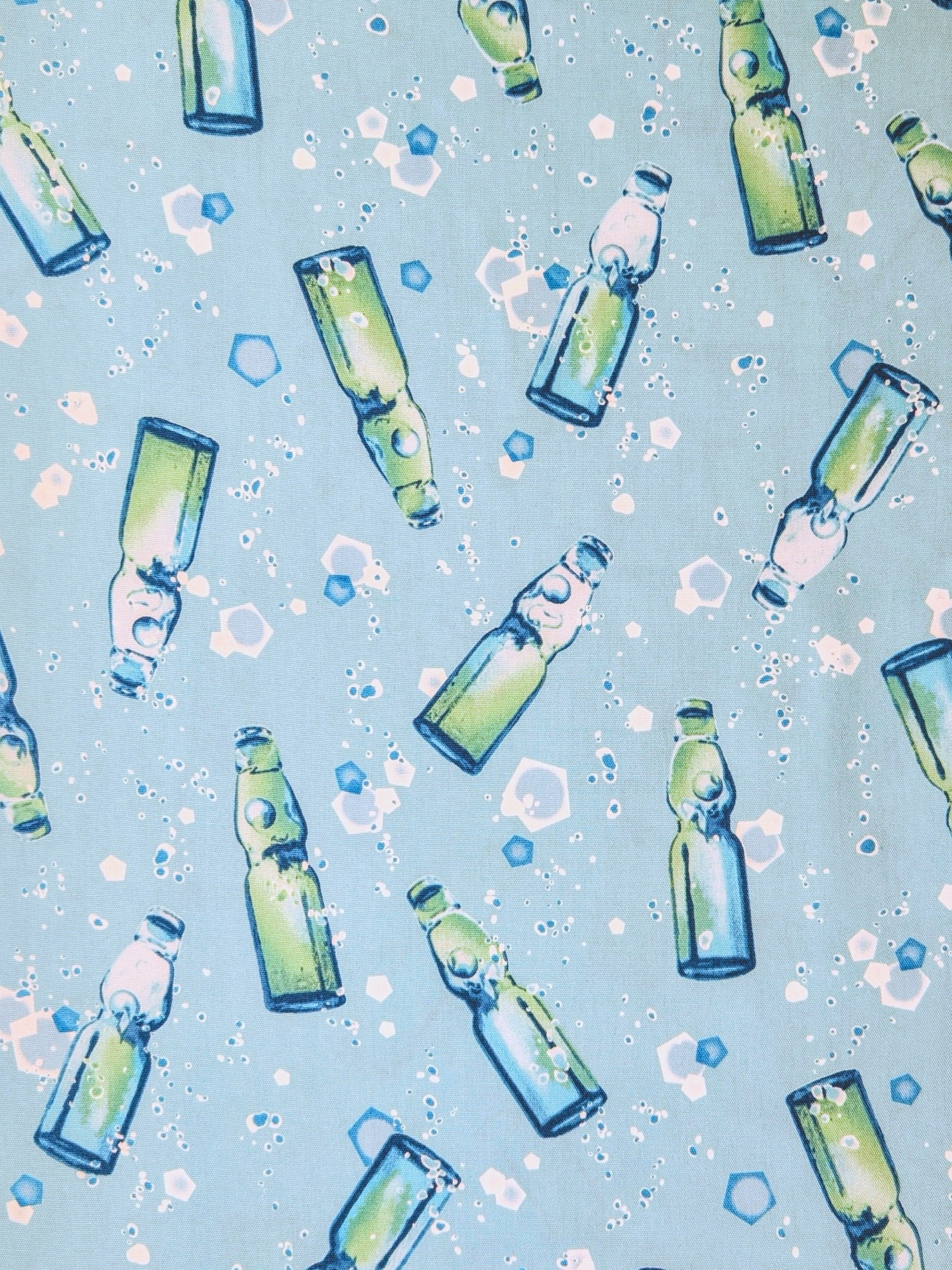 Cosmo - Soda Bottles Light Cotton Oxford Fabric - Light Blue