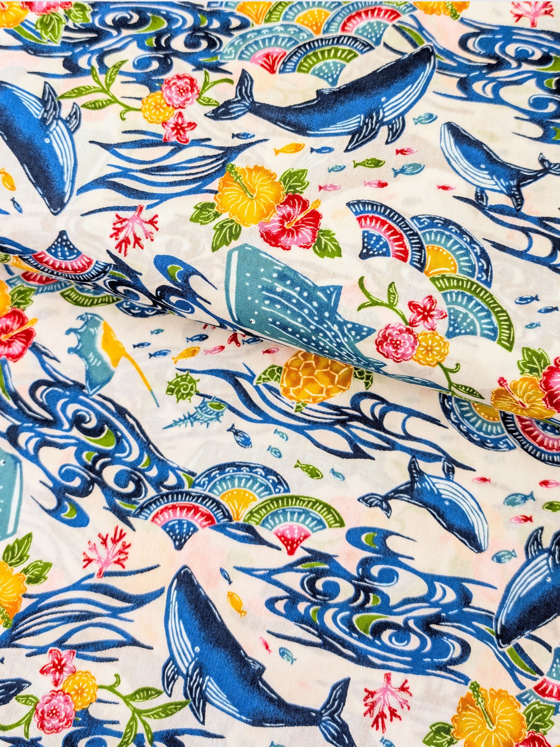 Cosmo - Underwater Paradise Cotton Broadcloth Fabric - White