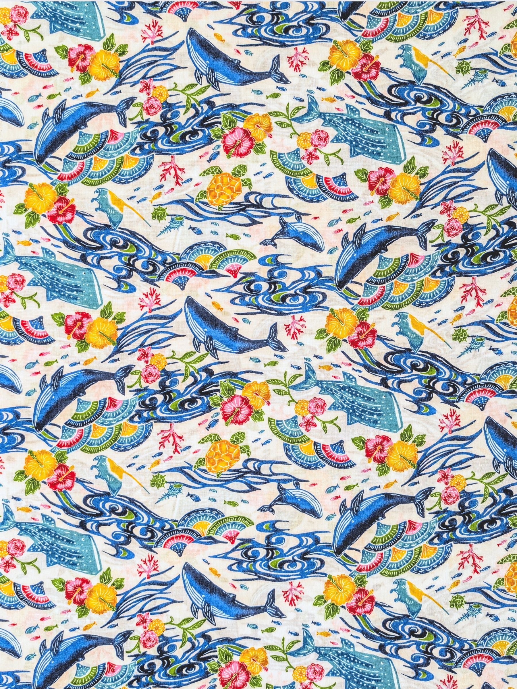 Cosmo - Underwater Paradise Cotton Broadcloth Fabric - White