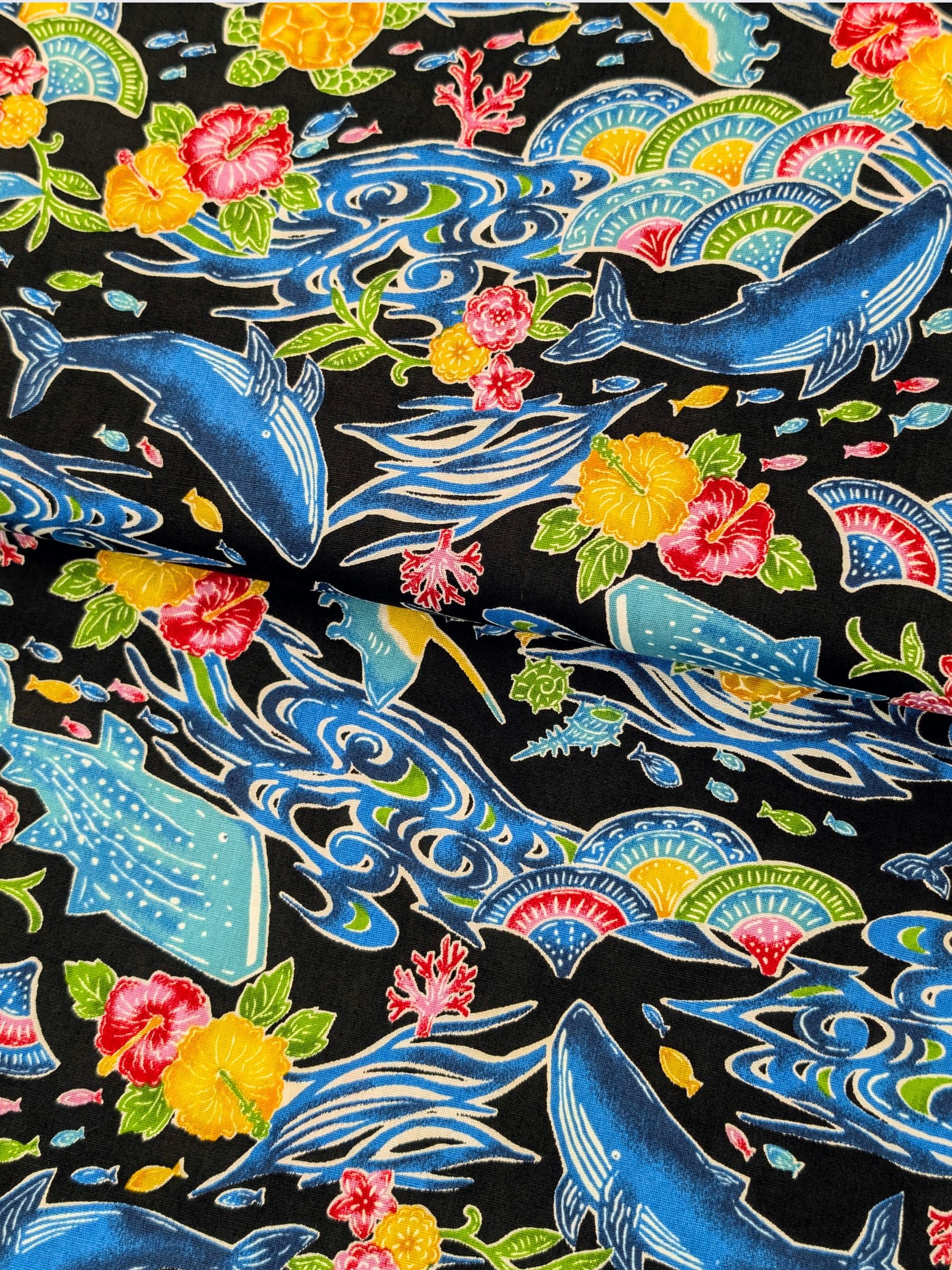 Cosmo - Underwater Paradise Cotton Fabric - Black