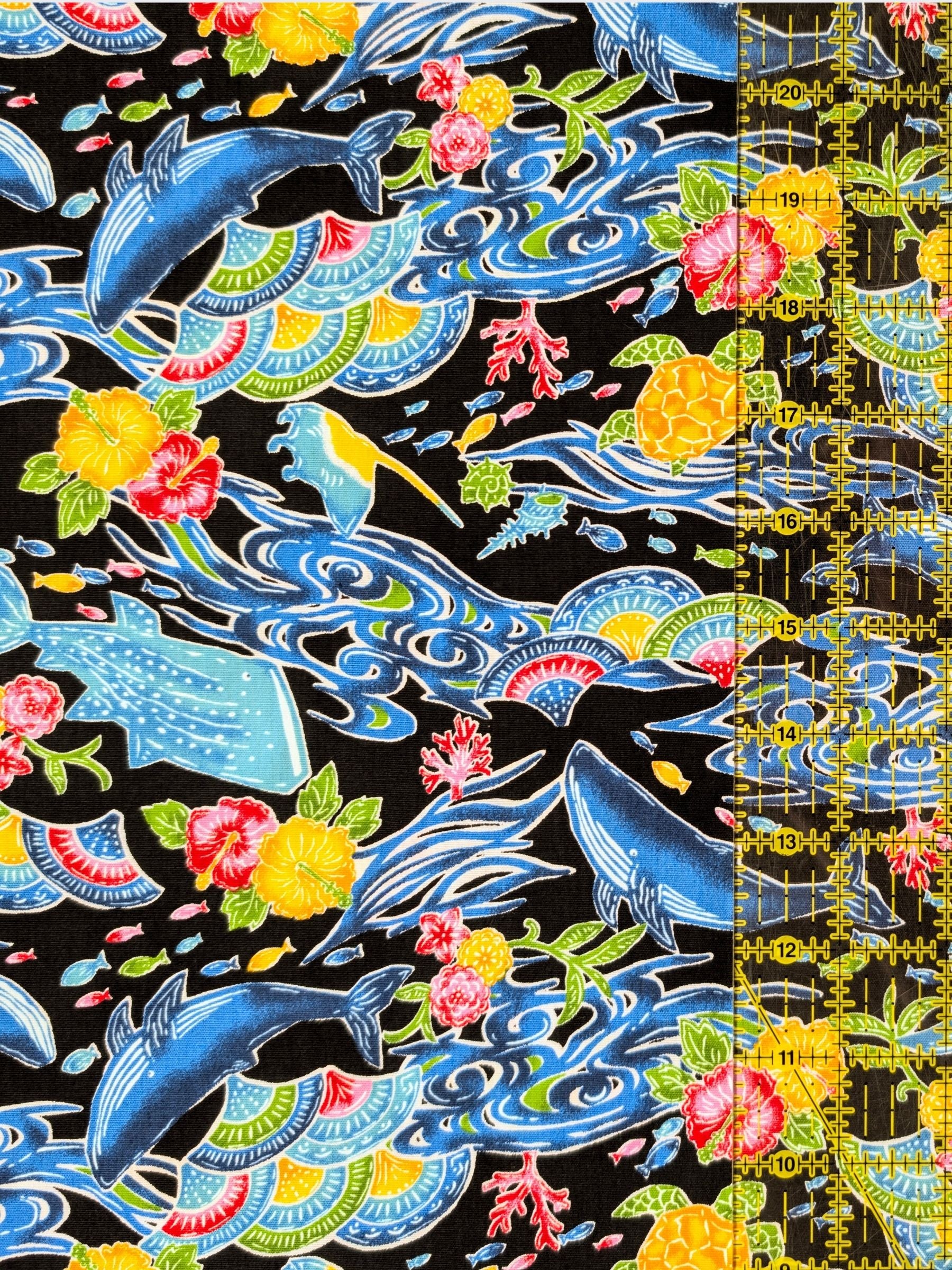 Cosmo - Underwater Paradise Cotton Fabric - Black