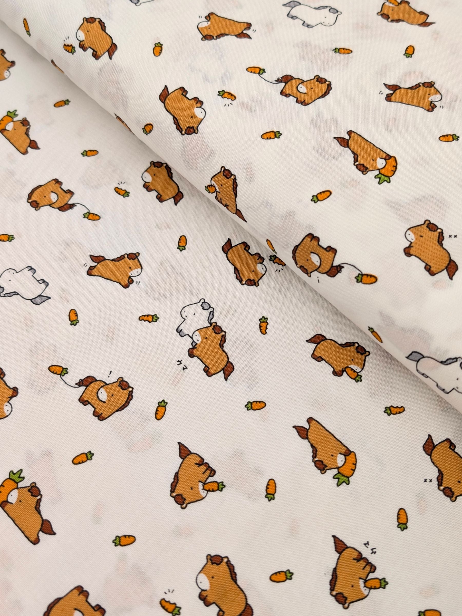 Cosmo - Cutie Horses Cotton Sheeting Fabric - White