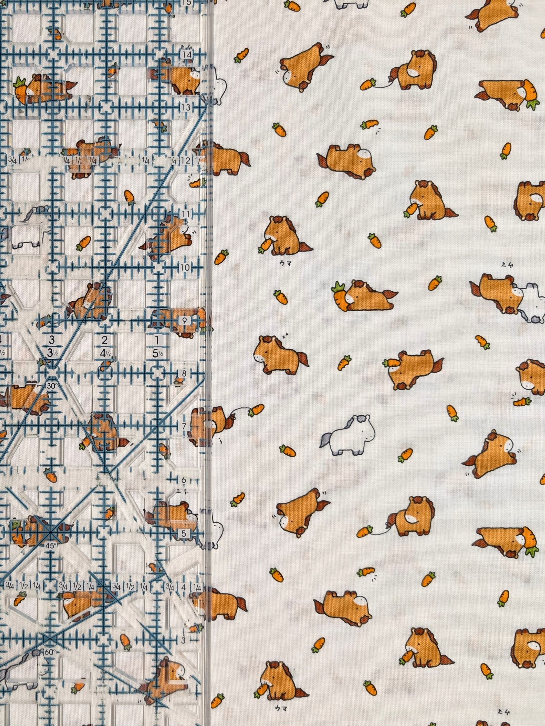 Cosmo - Cutie Horses Cotton Sheeting Fabric - White
