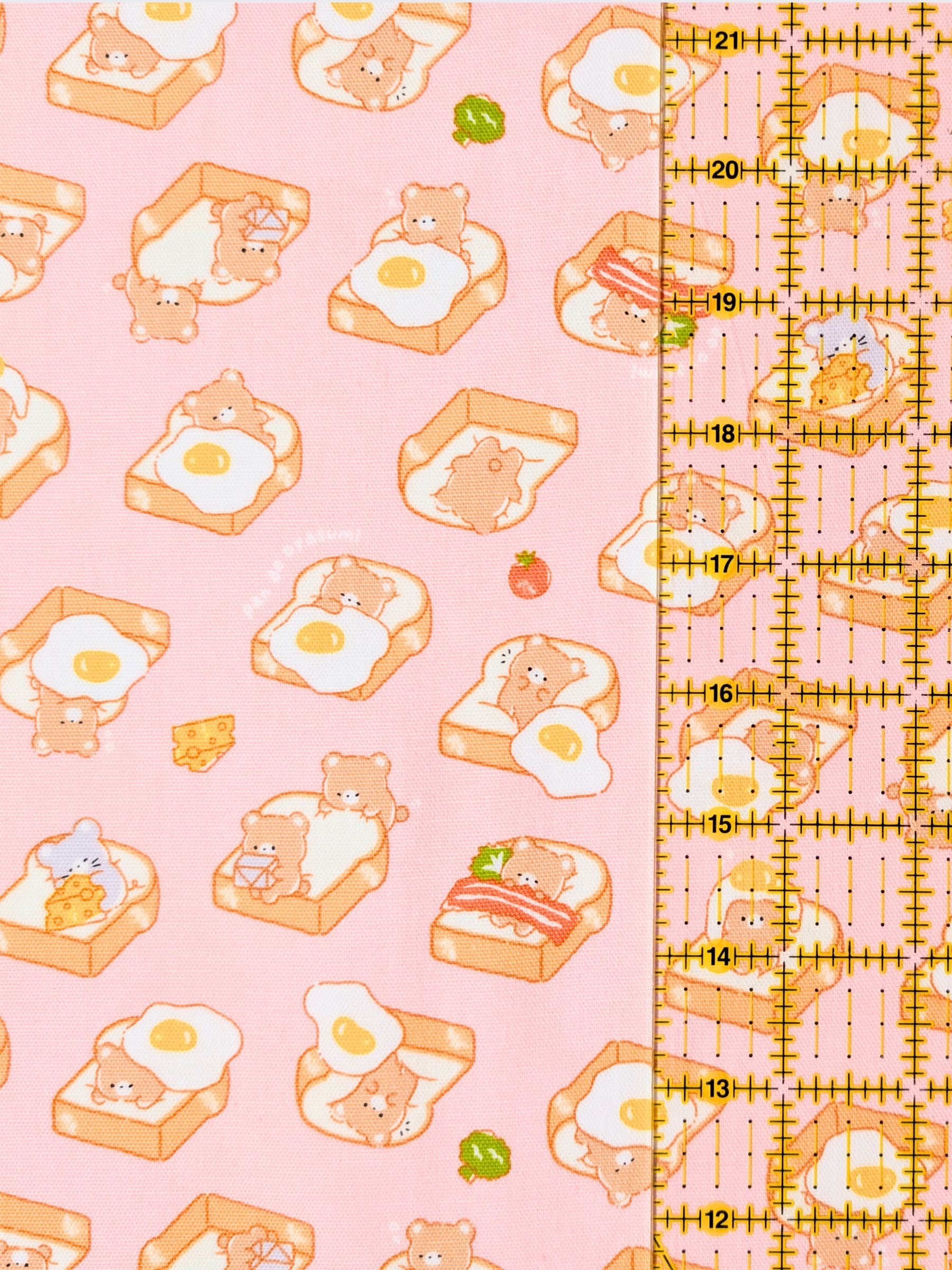 Cosmo - Bear Toast Cotton Oxford Fabric - Pink