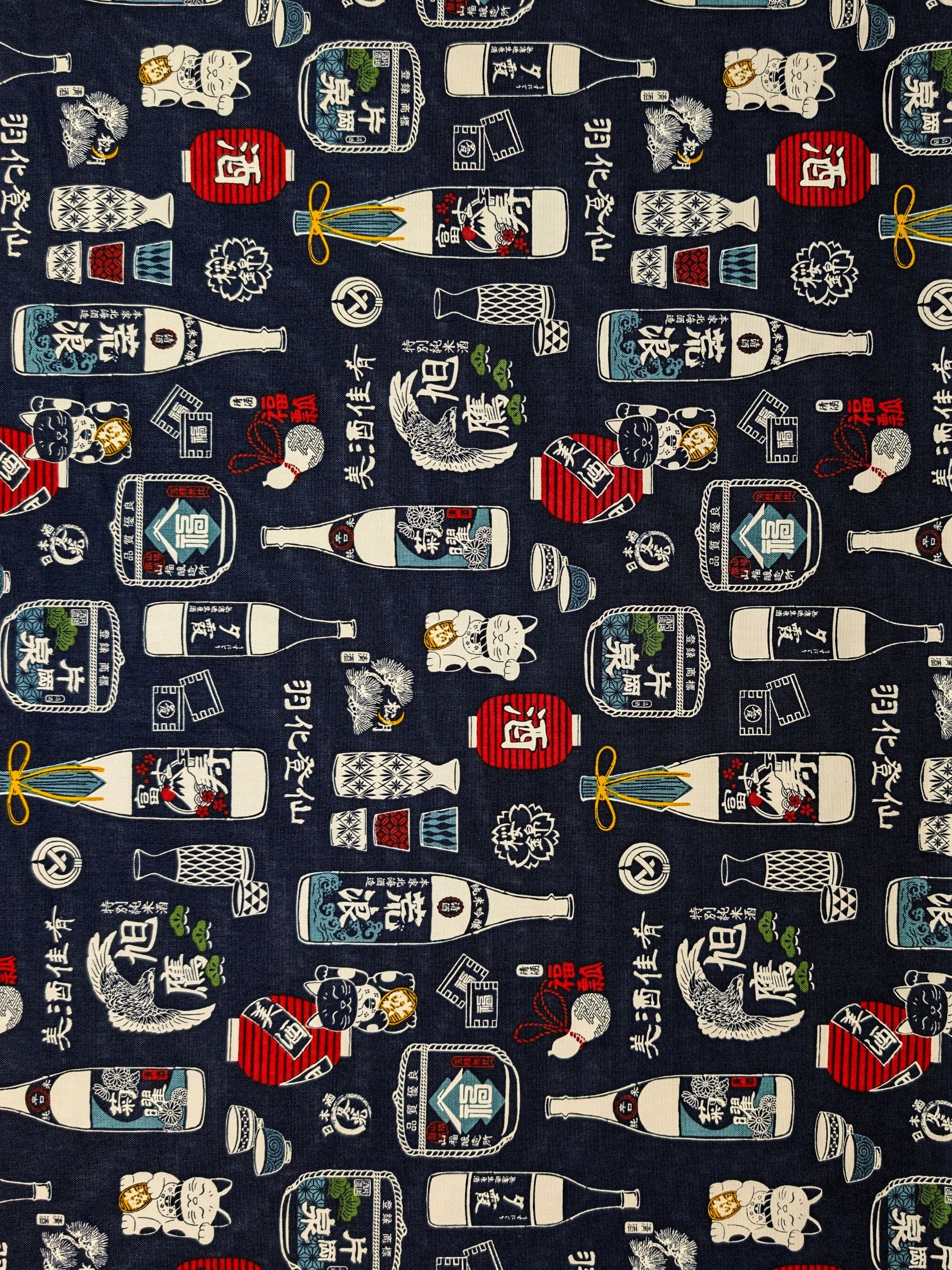 Cosmo - Sake Time Cotton Oxford Canvas Fabric - Blue