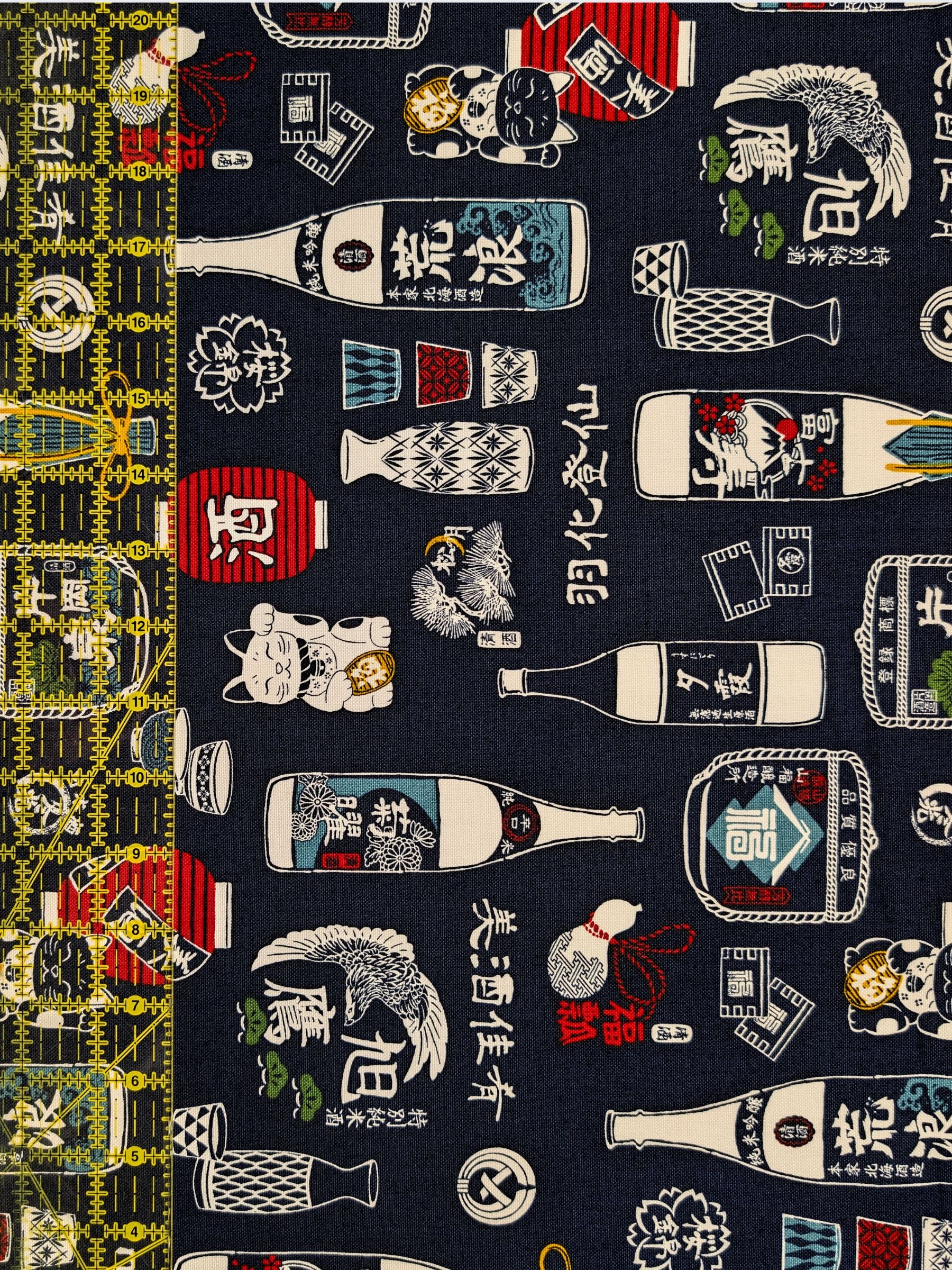 Cosmo - Sake Time Cotton Oxford Canvas Fabric - Blue