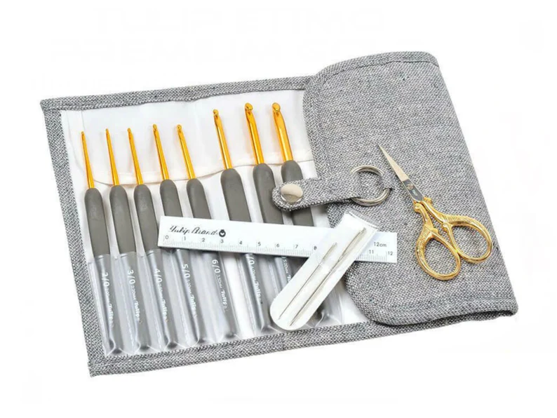 Tulip - "Etimo" Cushion Grip Crochet Hooks Set - Gray Wool