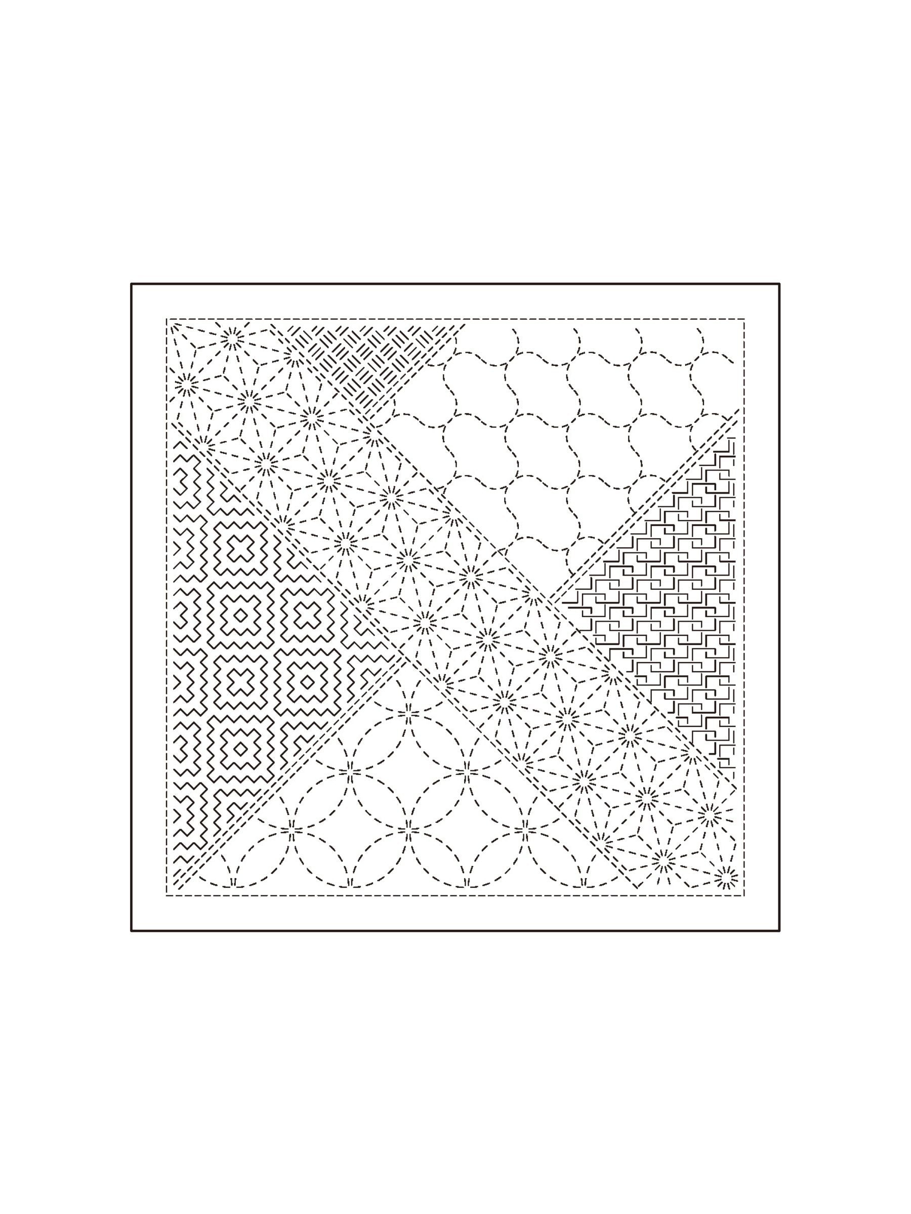 Olympus - Matching Patterns Collection "Parquet" Cotton Sashiko Sampler Cloth - White