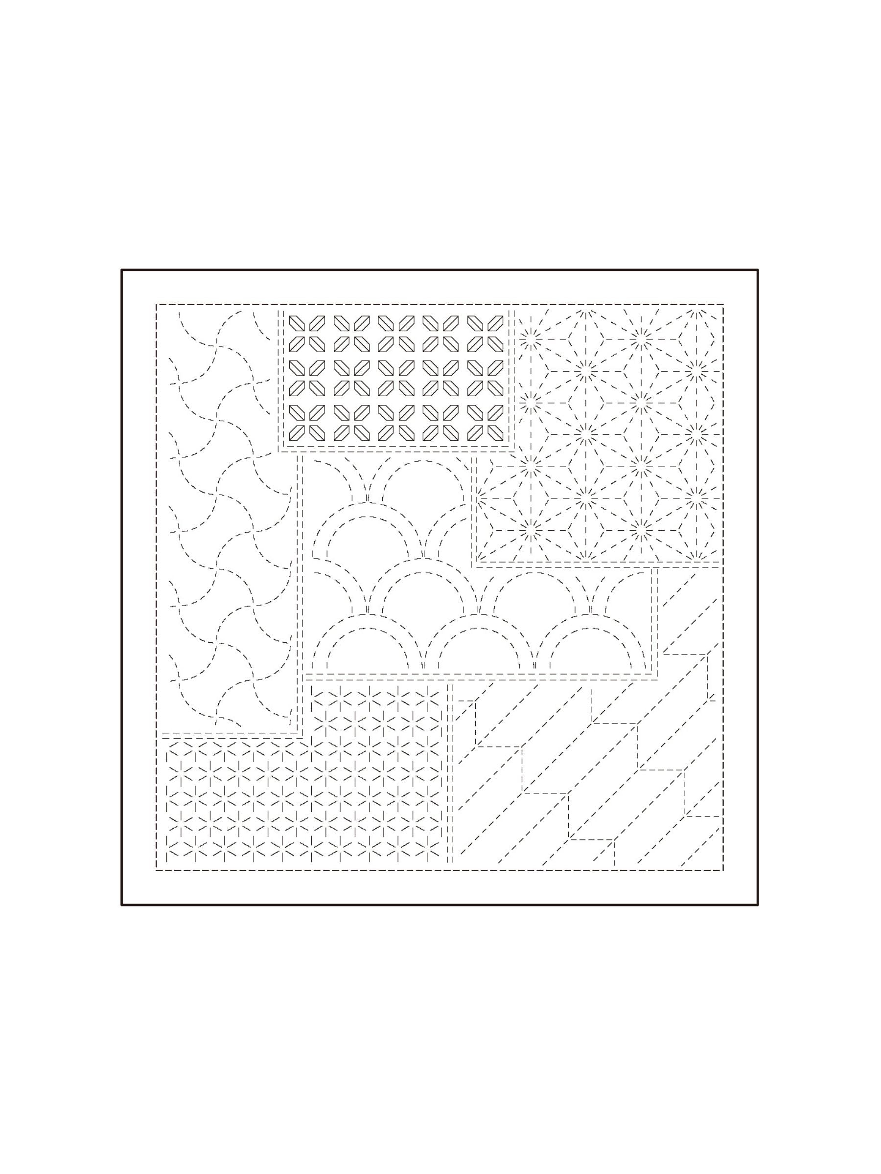 Olympus - Matching Patterns Collection "Chiyogami" Cotton Sashiko Sampler Cloth - White