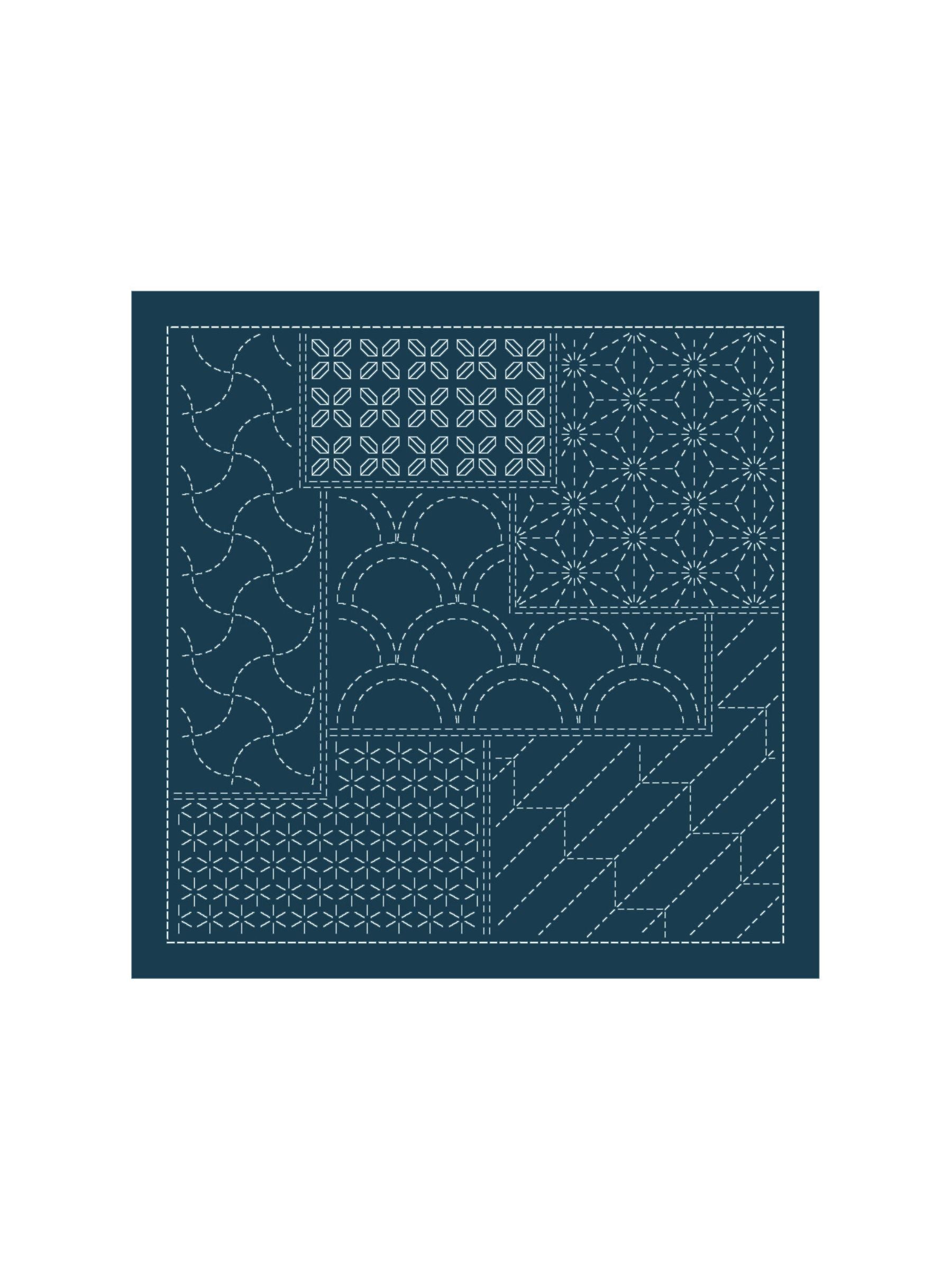 Olympus - Matching Patterns Collection "Chiyogami" Cotton Sashiko Sampler Cloth - Navy