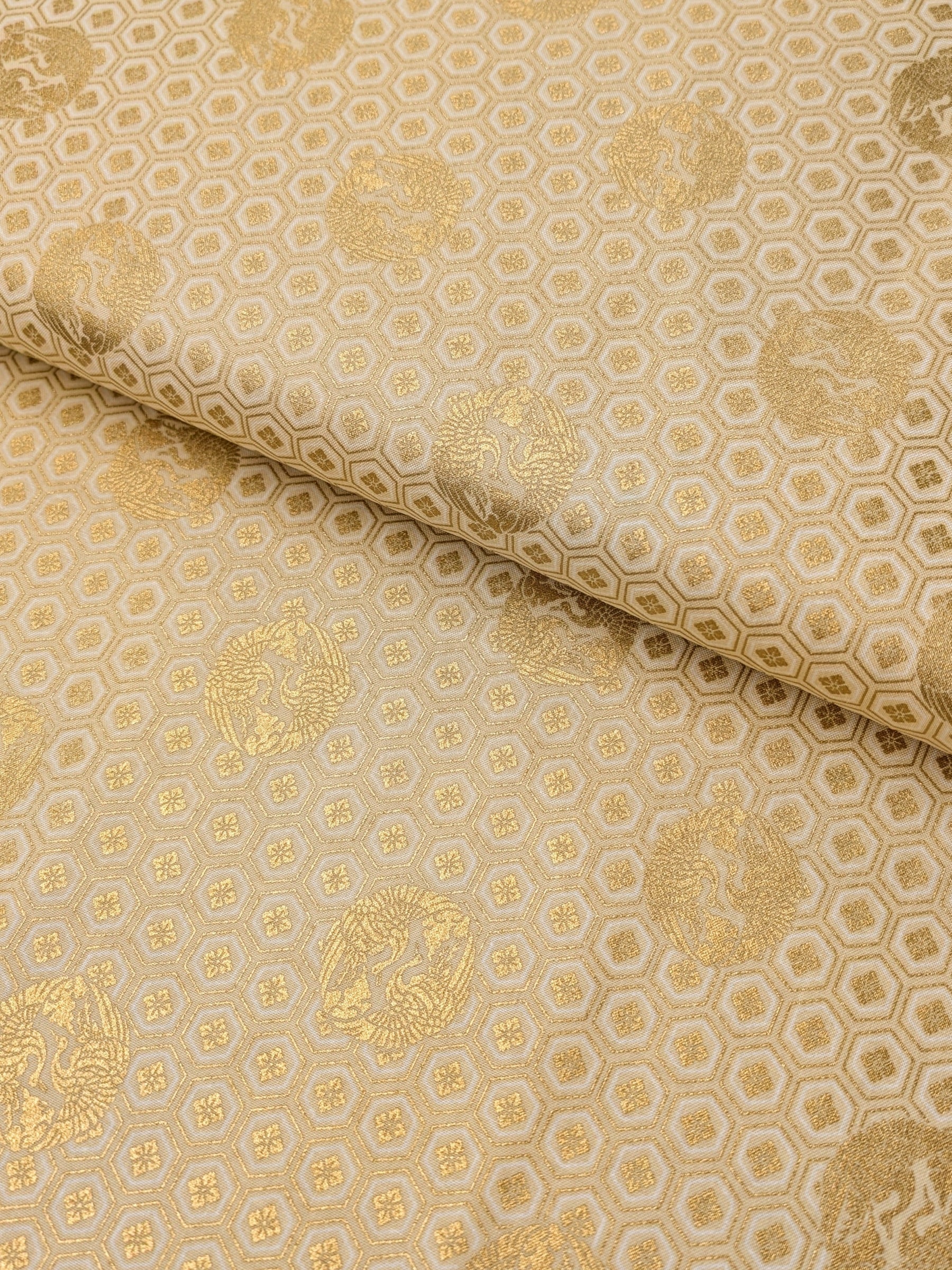 QuiltGate - Golden Cranes and Kikko Cotton Fabric - Beige